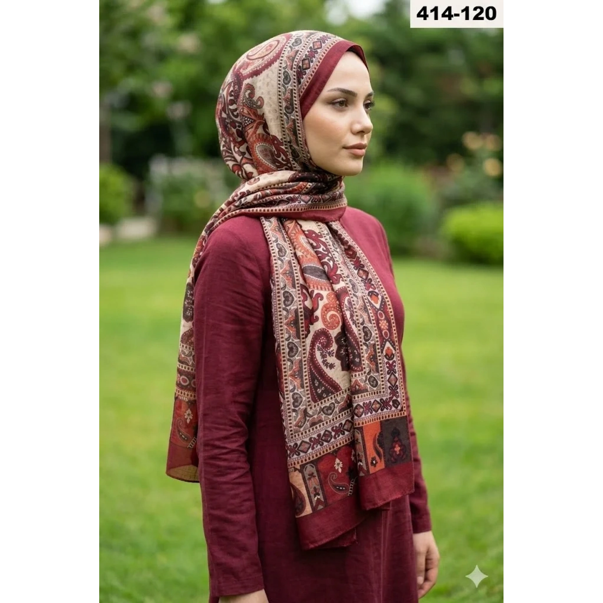 Eylül İpek Etnik Desen Soft Şal 414-120
