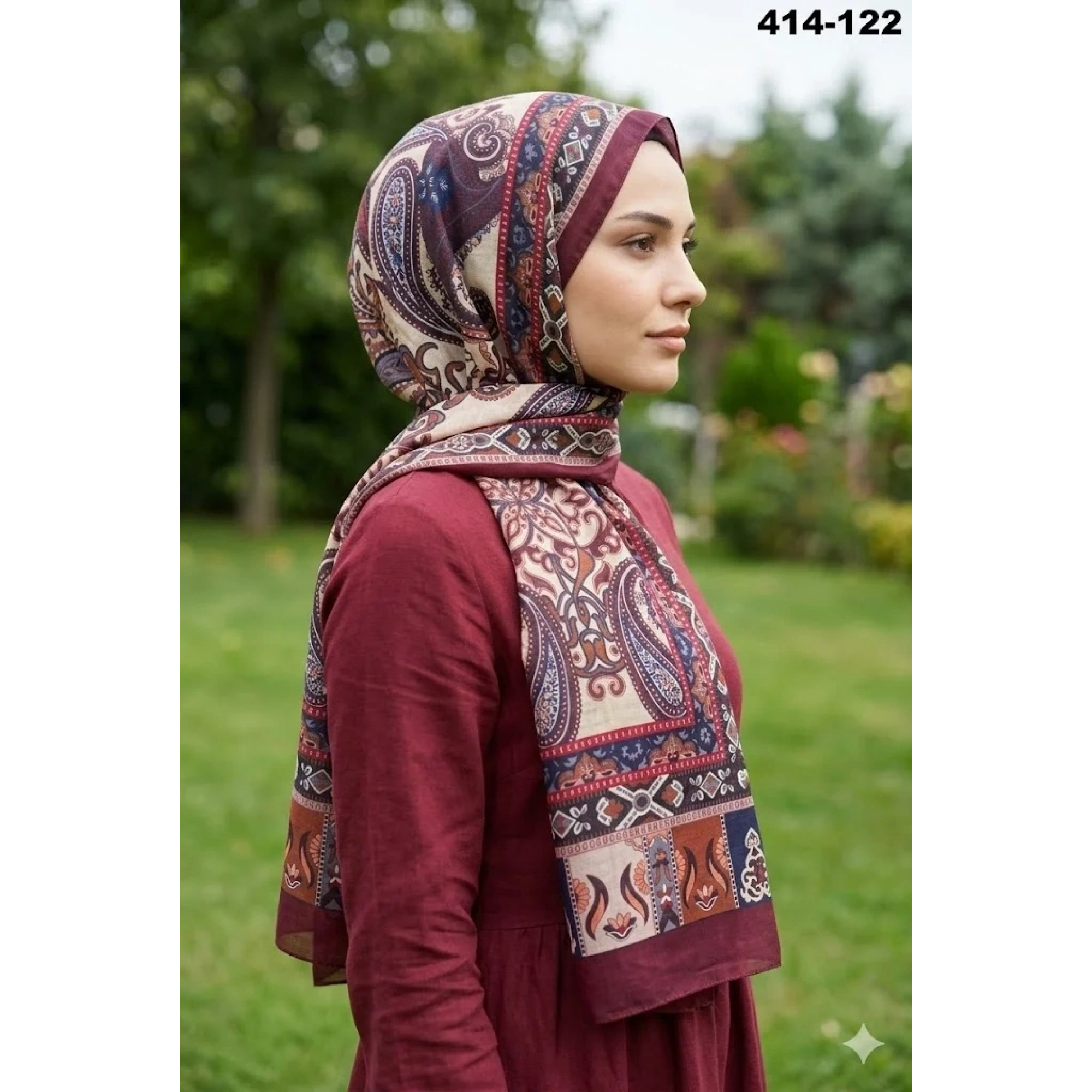Eylül İpek Etnik Desen Soft Şal 414-122