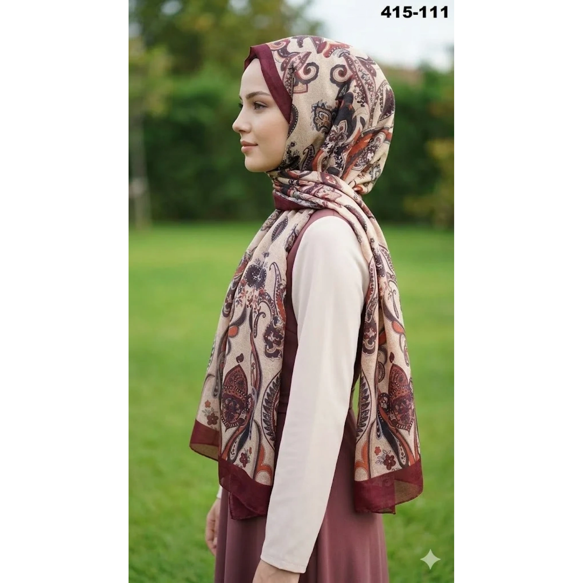 Eylül İpek Etnik Desen Soft Şal 415-111