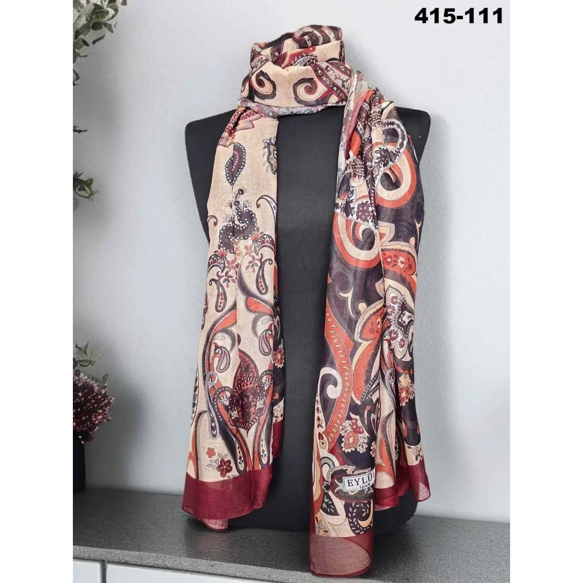Eylül İpek Etnik Desen Soft Şal 415-111
