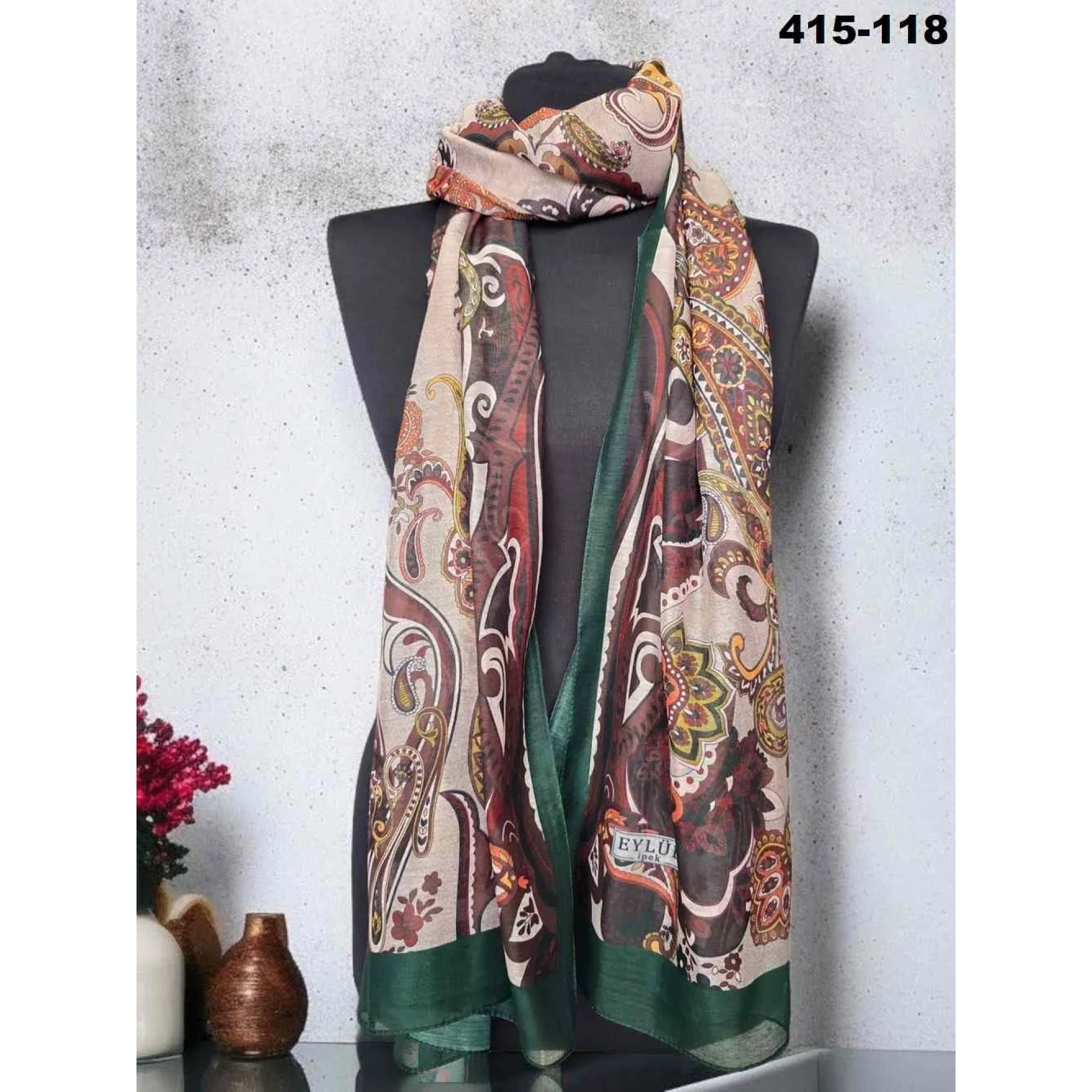 Eylül İpek Etnik Desen Soft Şal 415-118