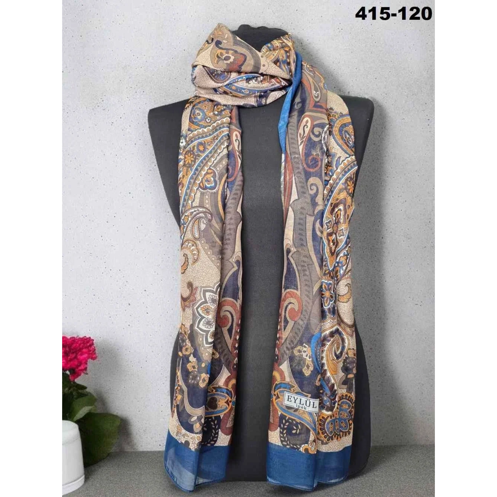 Eylül İpek Etnik Desen Soft Şal 415-120