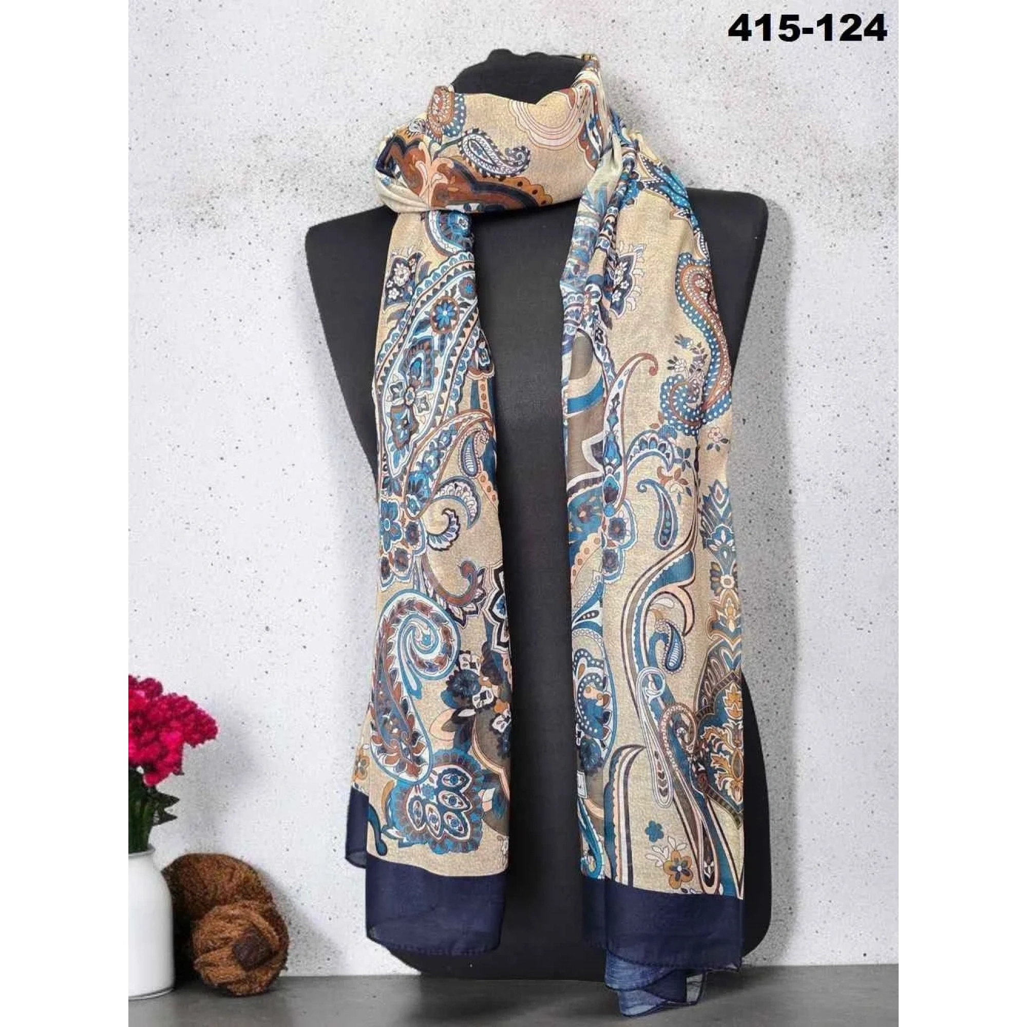 Eylül İpek Etnik Desen Soft Şal 415-124