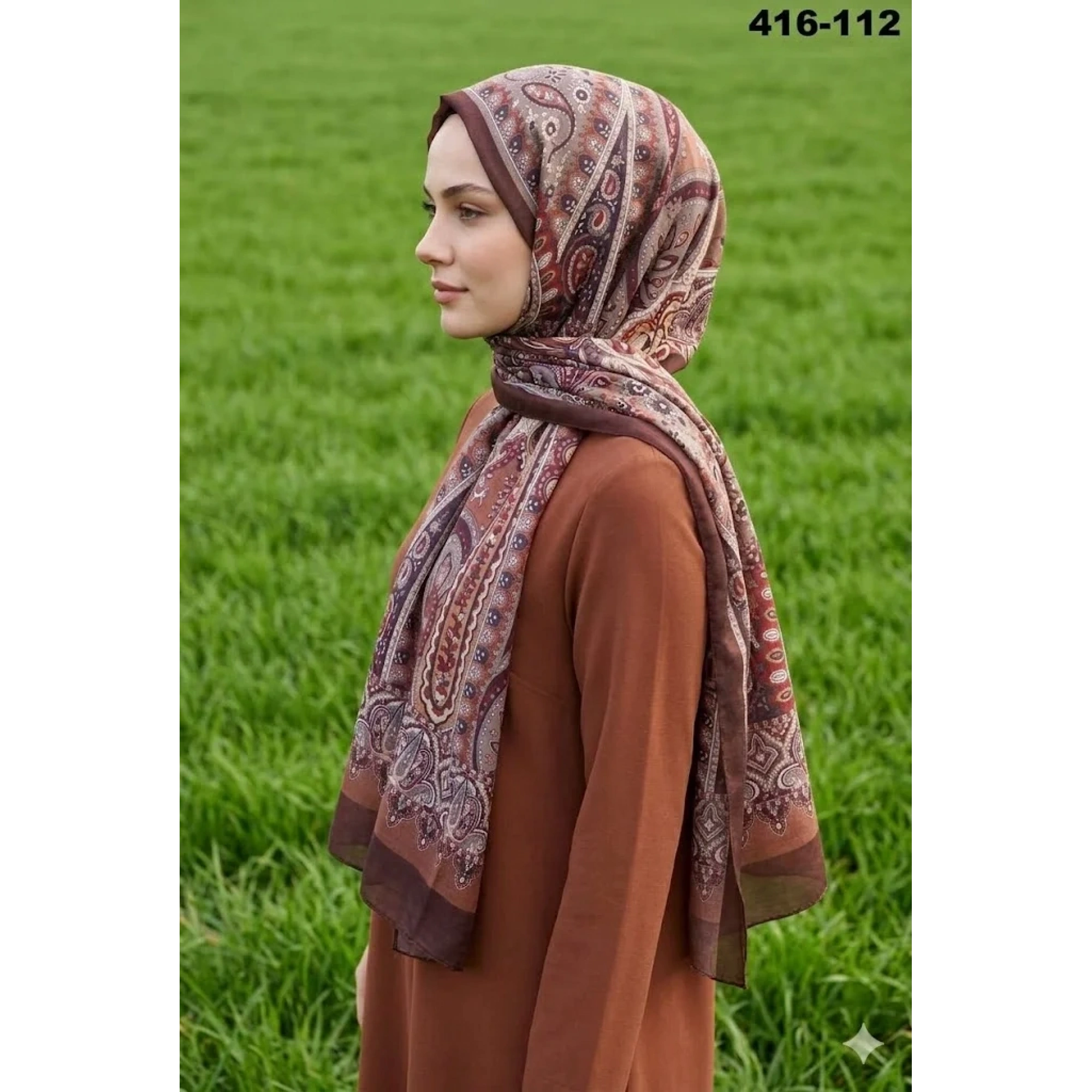 Eylül İpek Etnik Desen Soft Şal 416-112