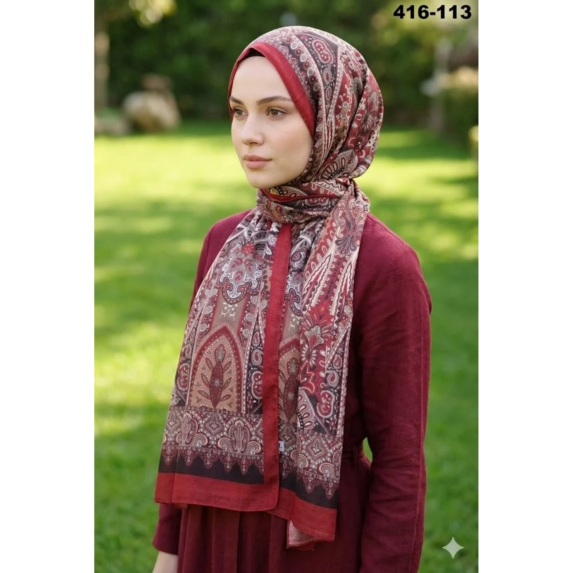 Eylül İpek Etnik Desen Soft Şal 416-113