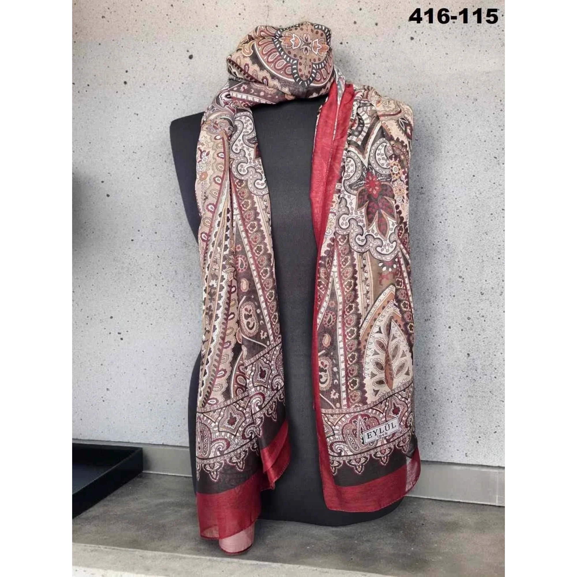 Eylül İpek Etnik Desen Soft Şal 416-115