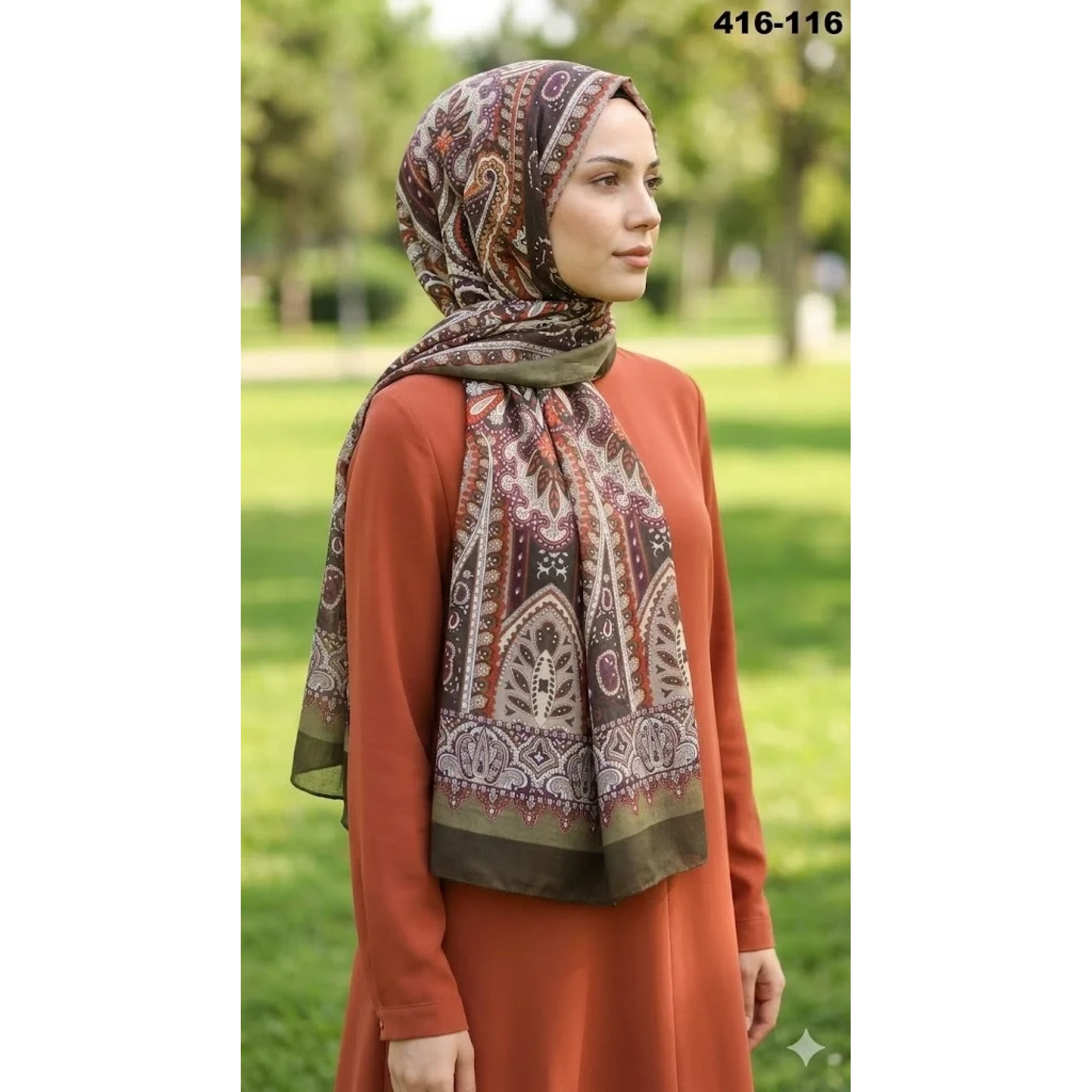 Eylül İpek Etnik Desen Soft Şal 416-116