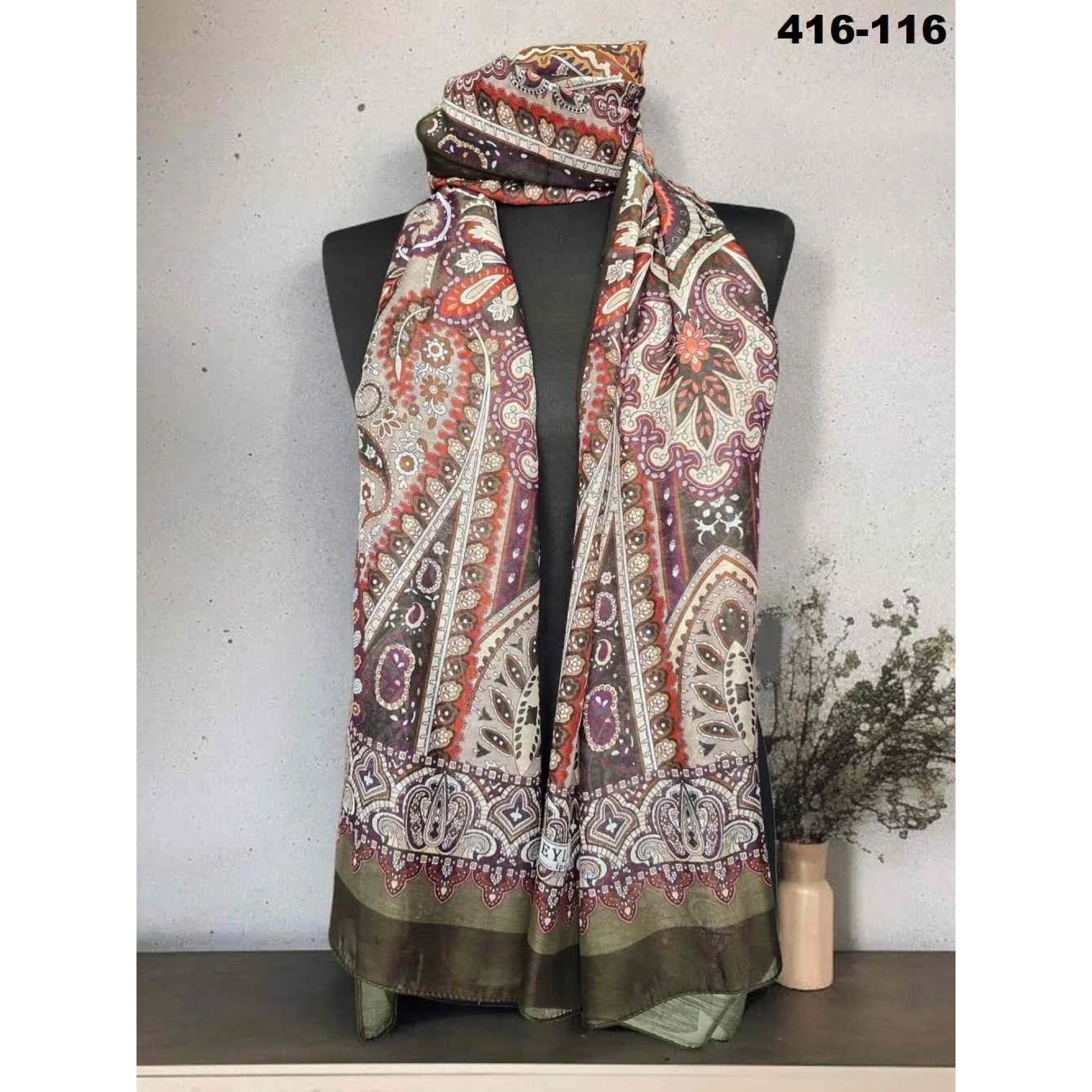 Eylül İpek Etnik Desen Soft Şal 416-116