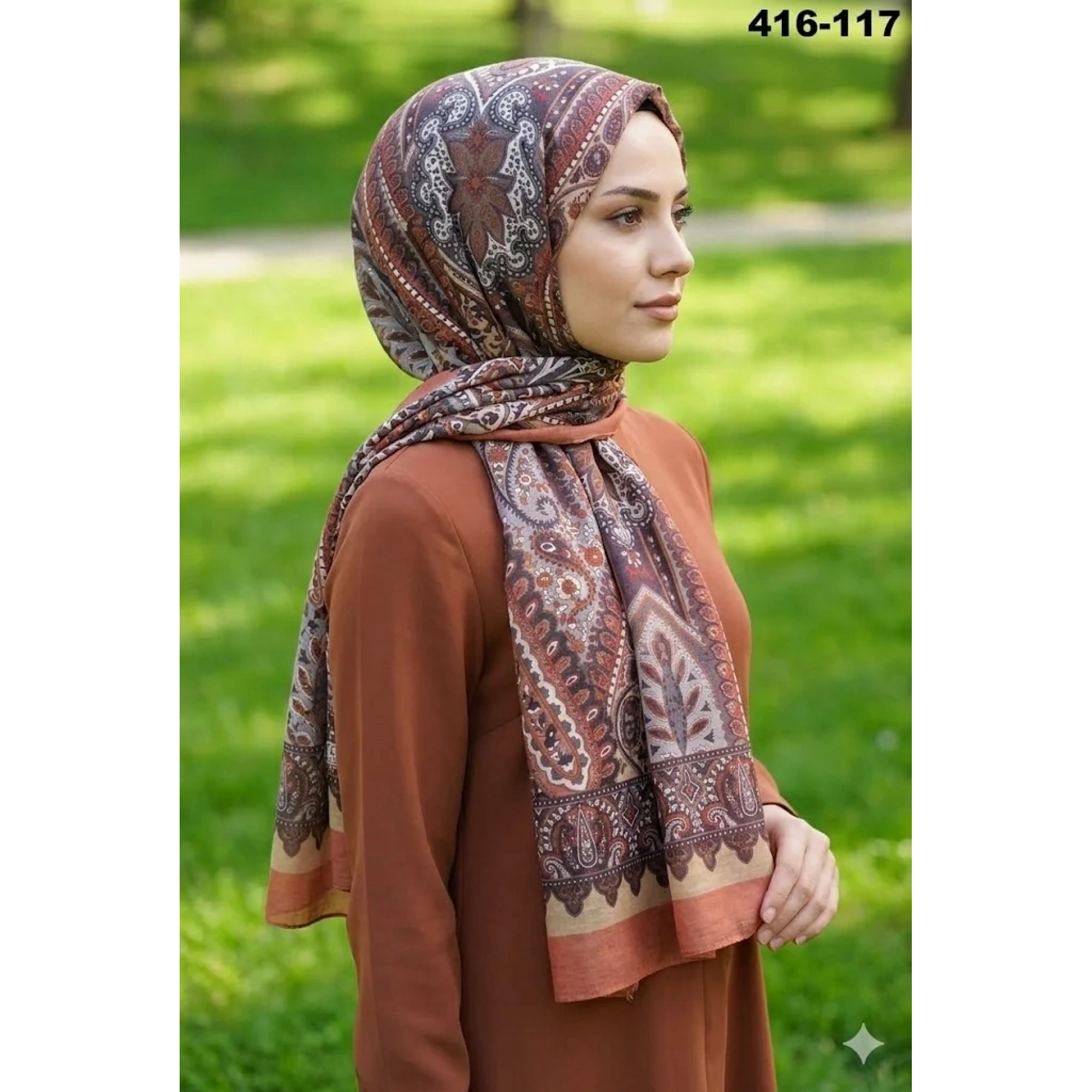 Eylül İpek Etnik Desen Soft Şal 416-117