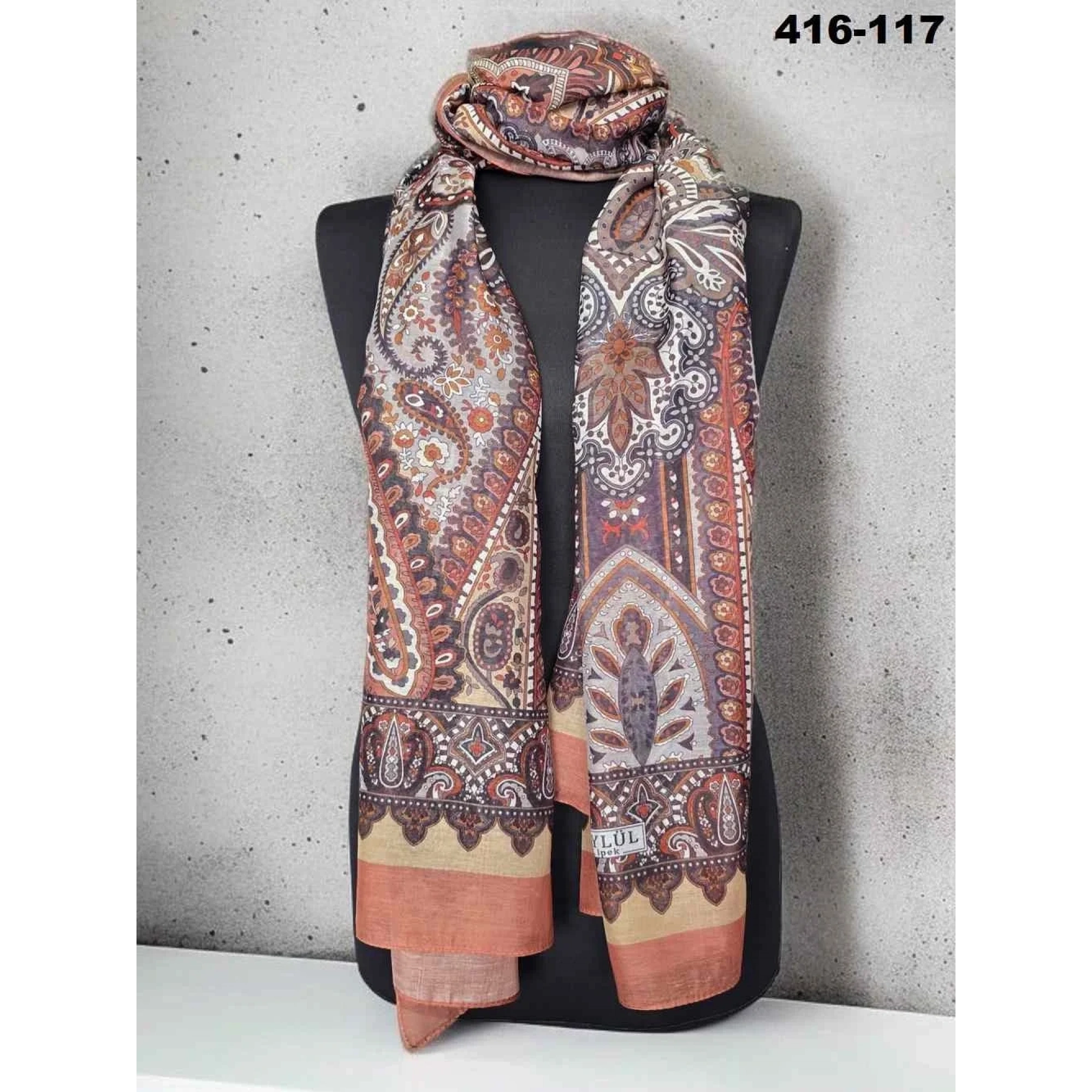 Eylül İpek Etnik Desen Soft Şal 416-117