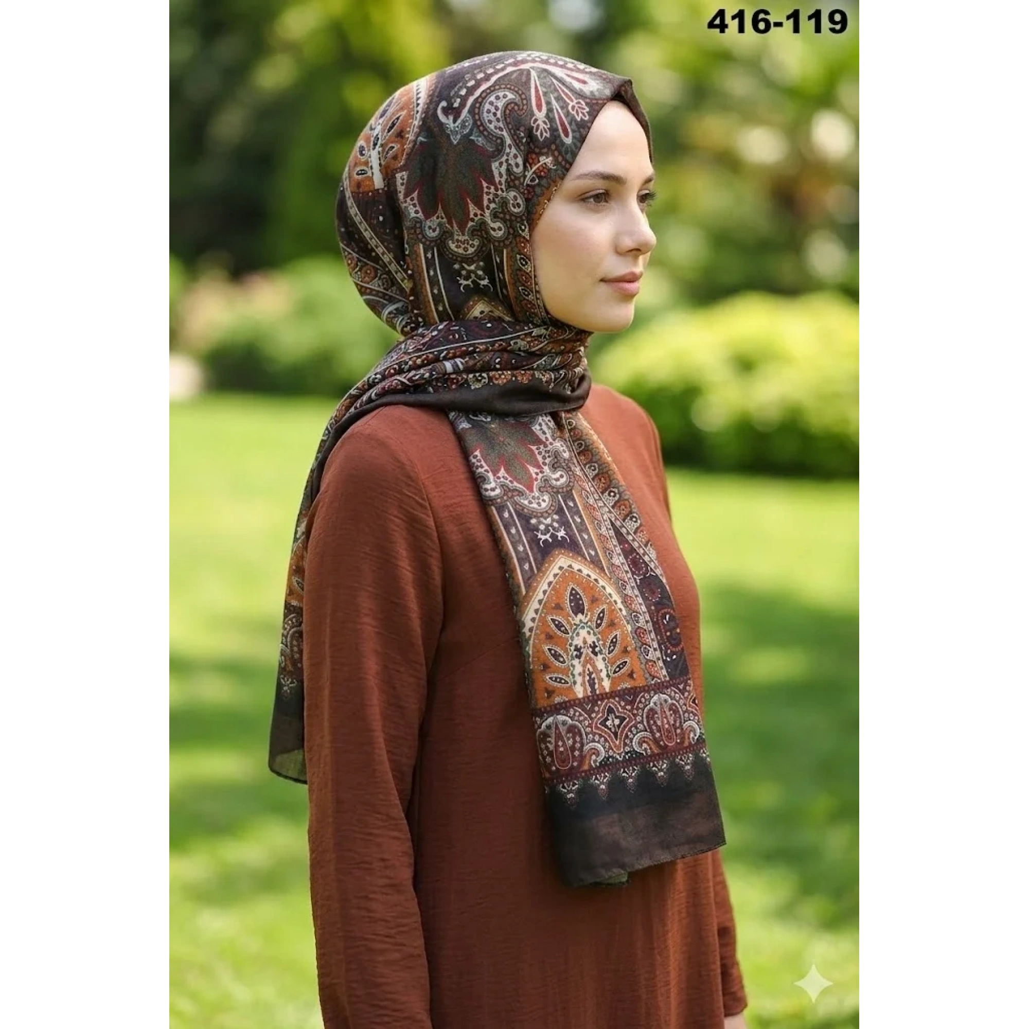 Eylül İpek Etnik Desen Soft Şal 416-119