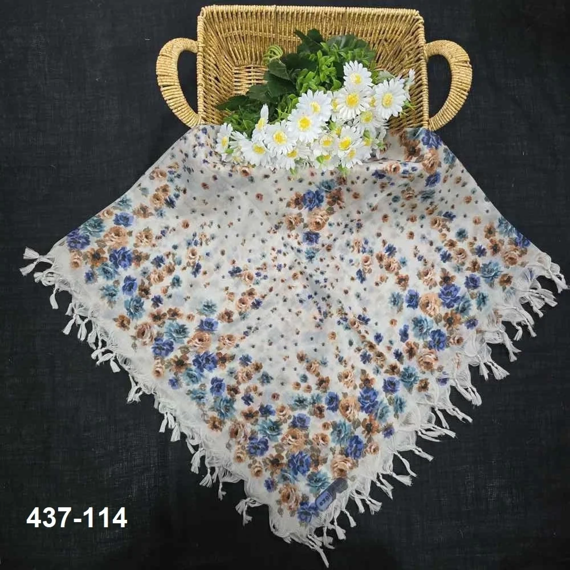 Ezgi Fashion Desenli Sökme Boncuklu Eşarp 437-114