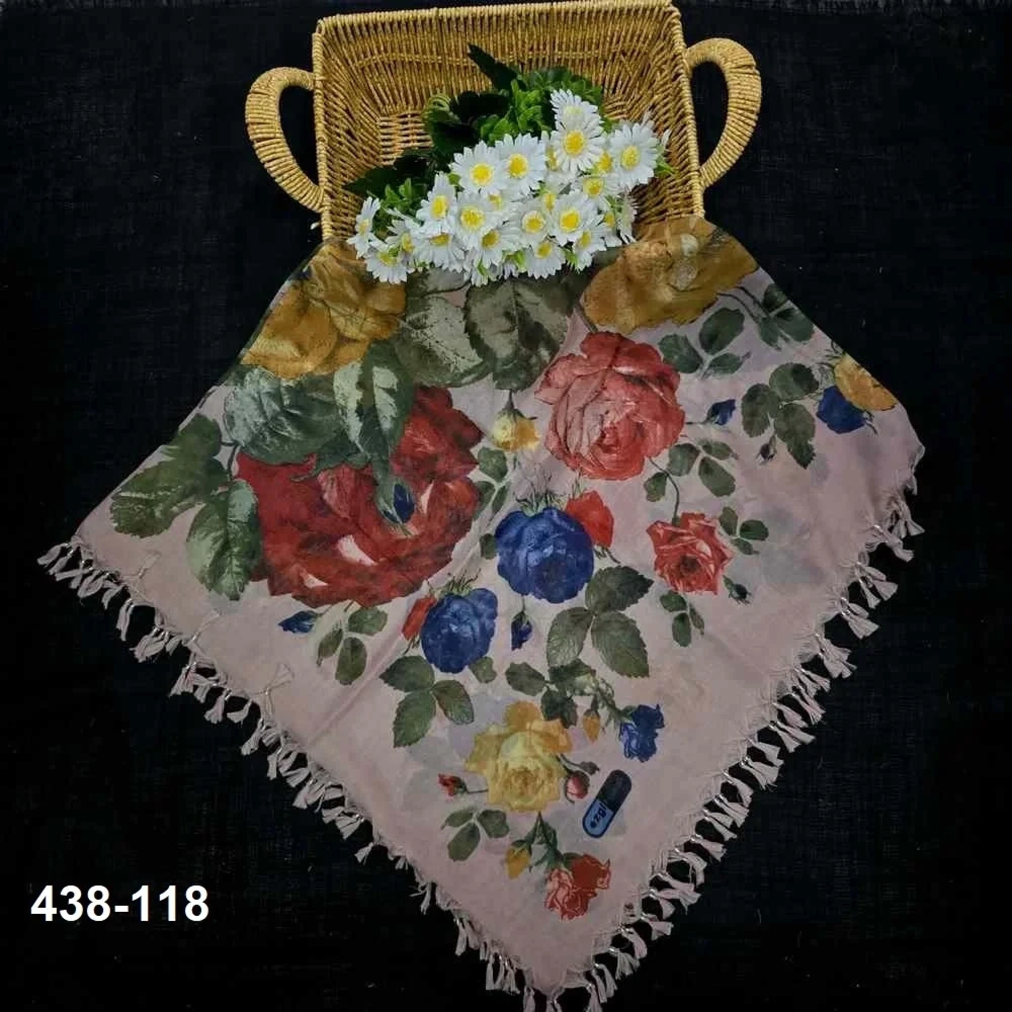 Ezgi Fashion Desenli Sökme Boncuklu Eşarp 438-118