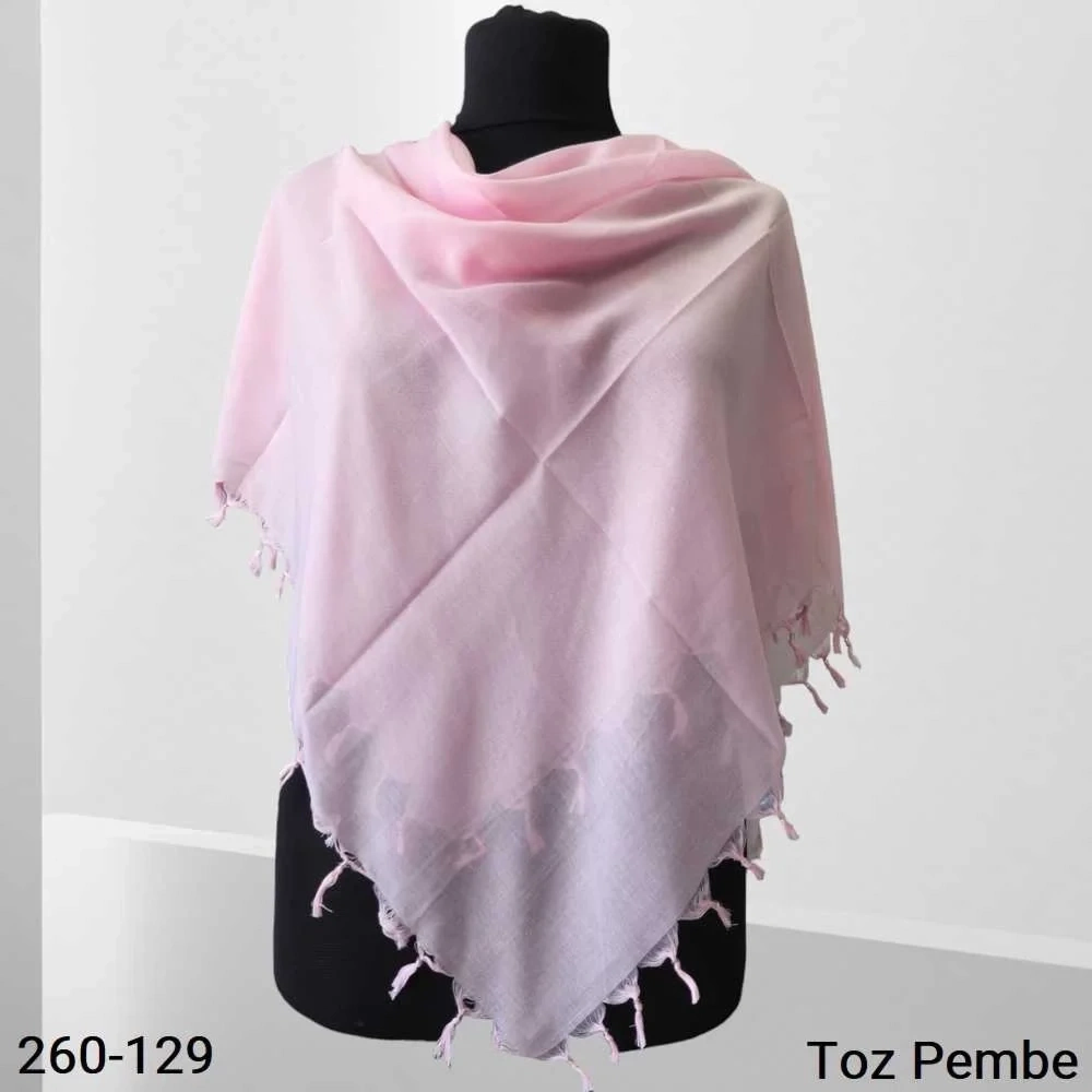 Ezgi Fashion Düz Renk Sökme Boncuklu EşarpToz Pembe 260-129