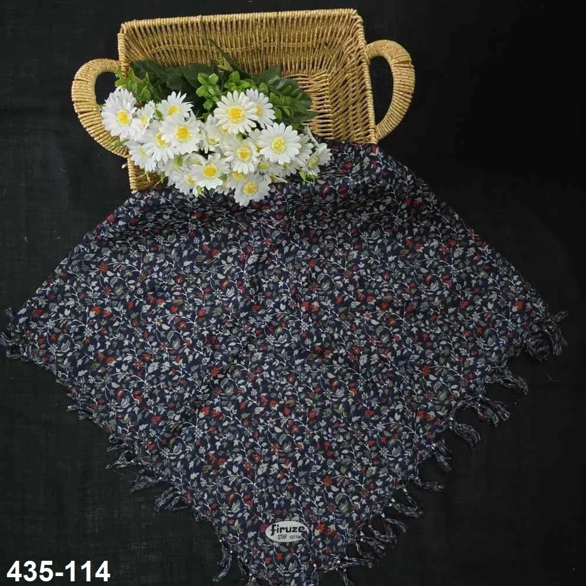 Firuze Desenli Sökme Boncuklu Eşarp 435-114