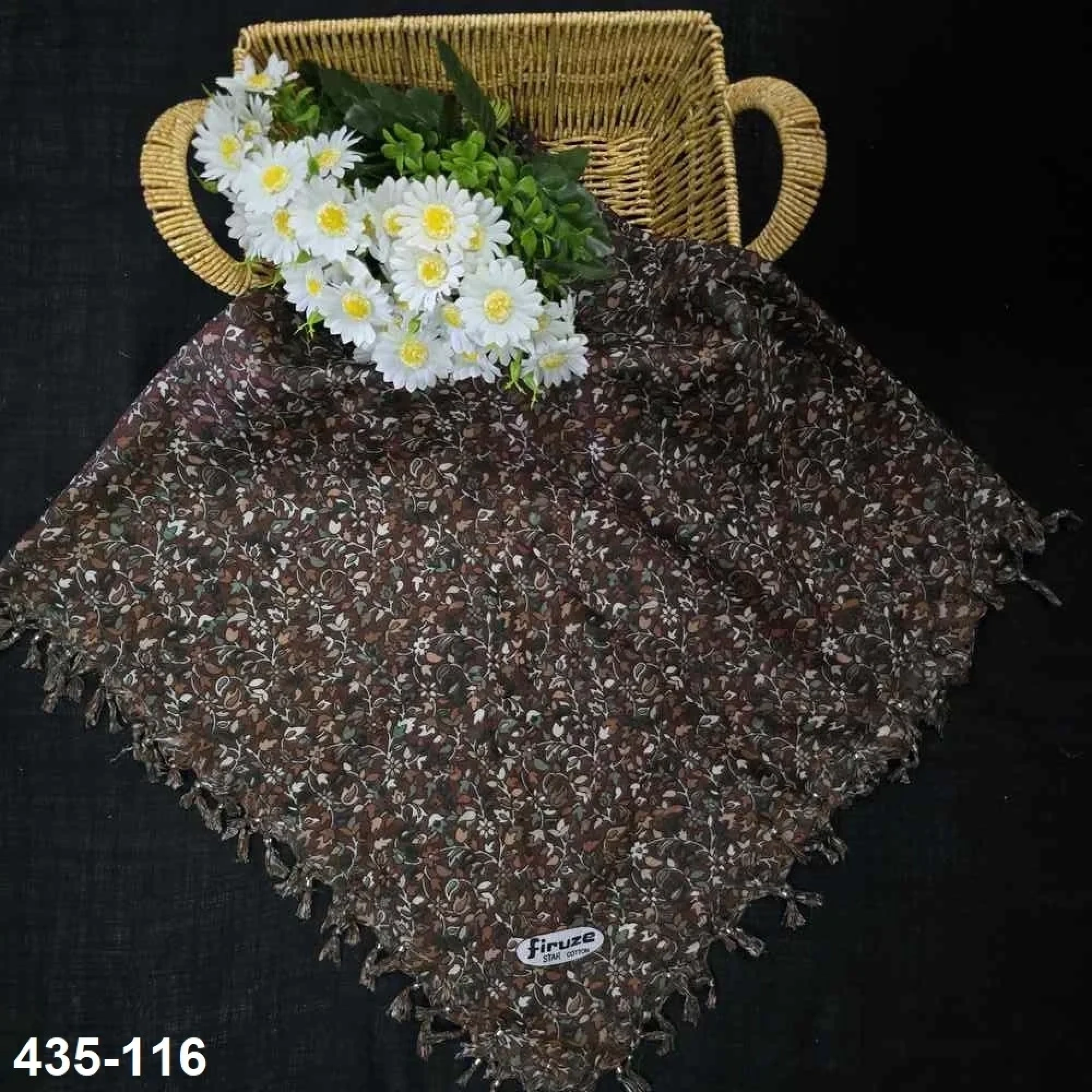 Firuze Desenli Sökme Boncuklu Eşarp 435-116