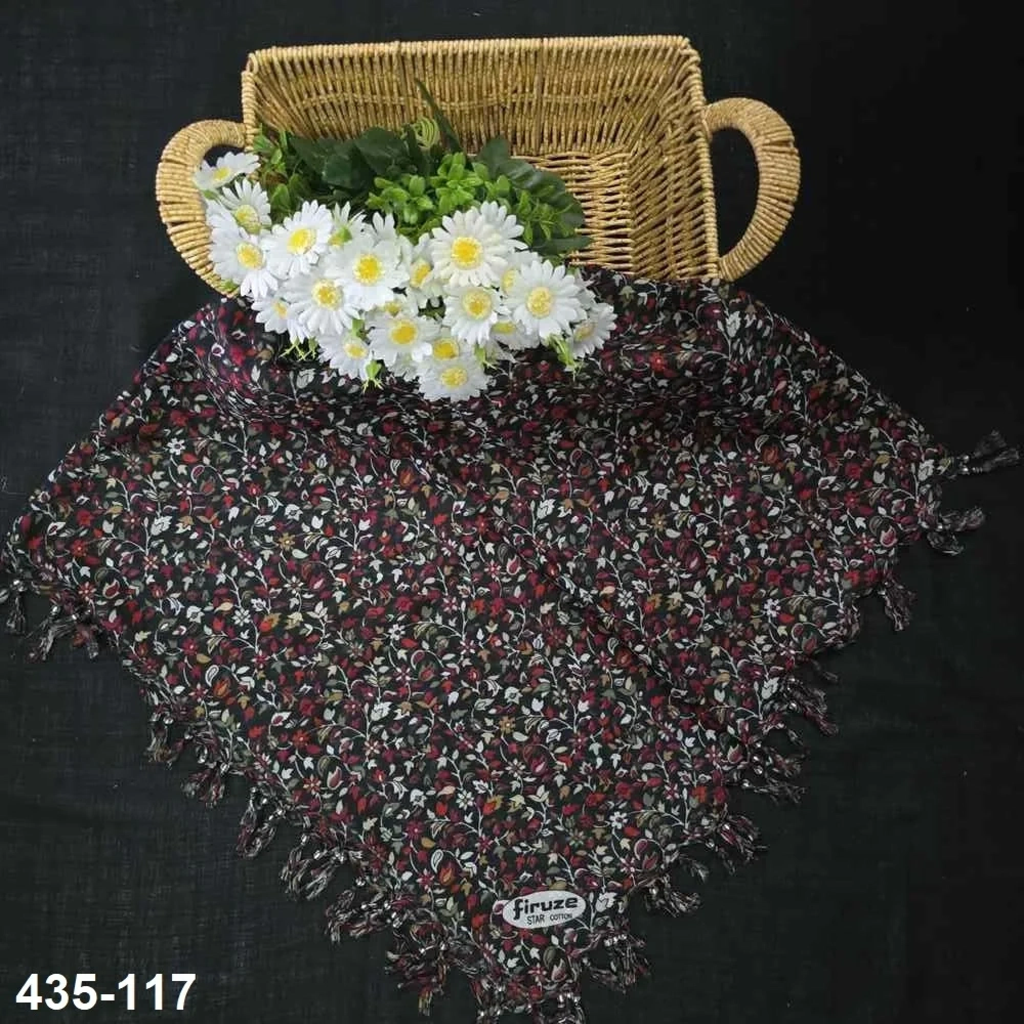 Firuze Desenli Sökme Boncuklu Eşarp 435-117