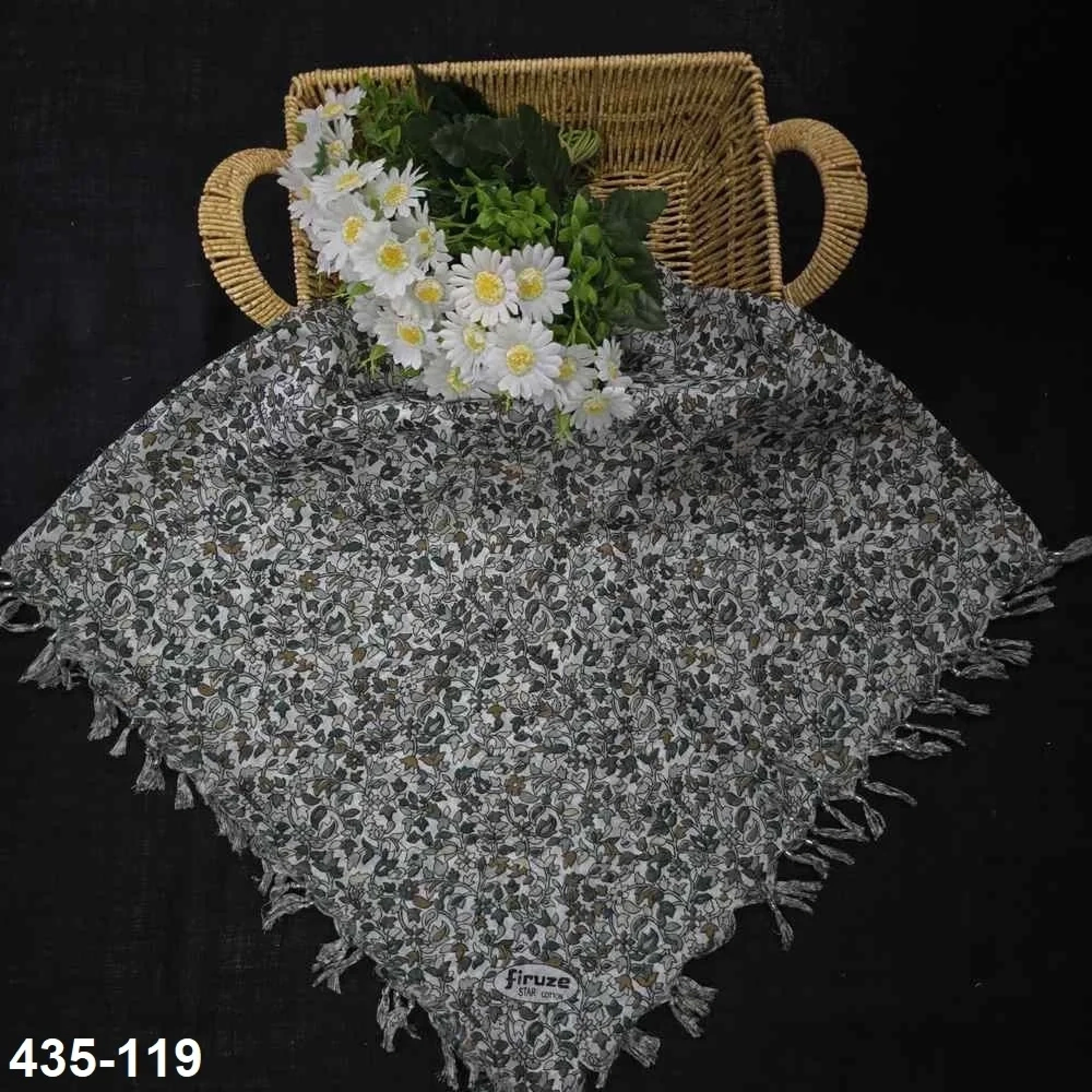Firuze Desenli Sökme Boncuklu Eşarp 435-119