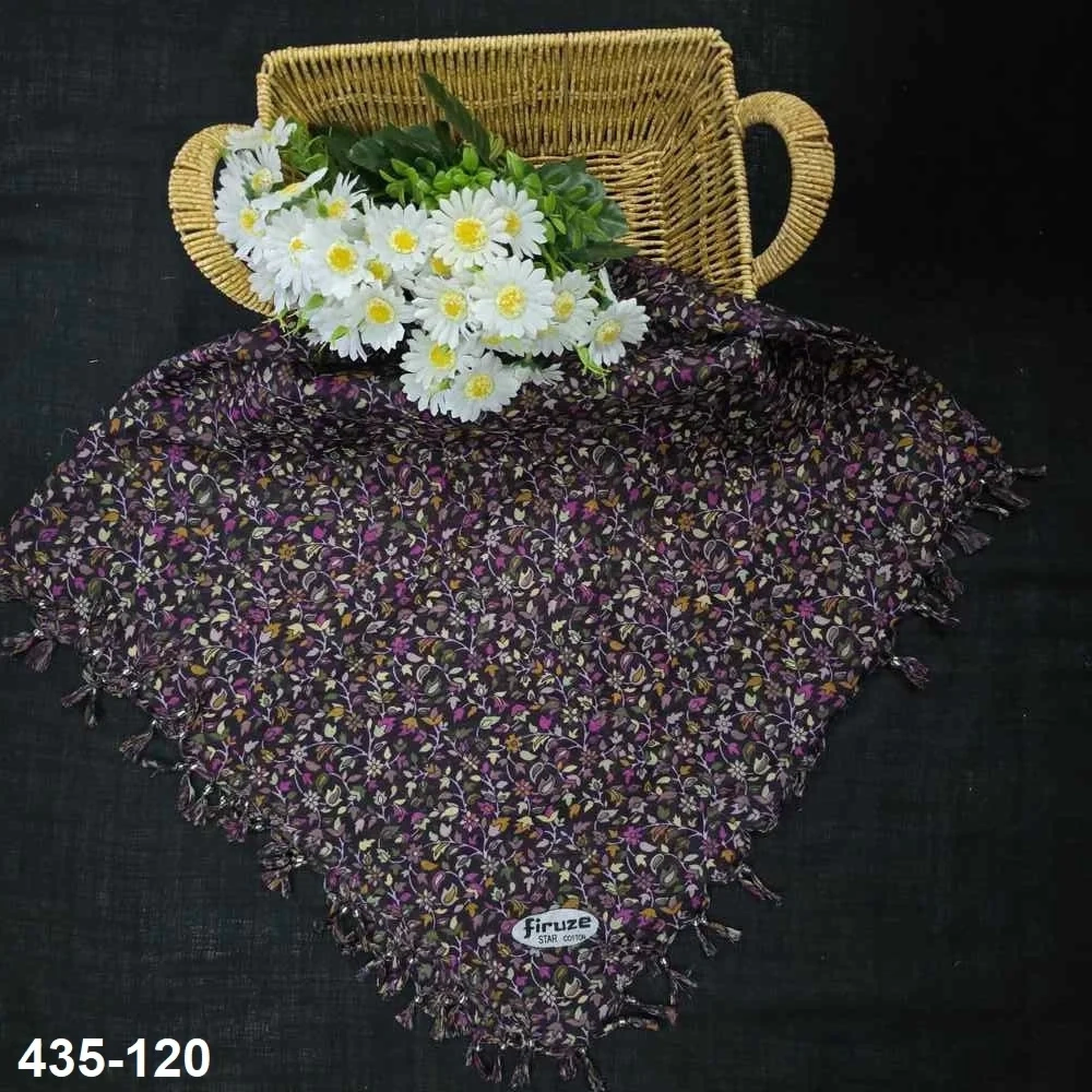 Firuze Desenli Sökme Boncuklu Eşarp 435-120