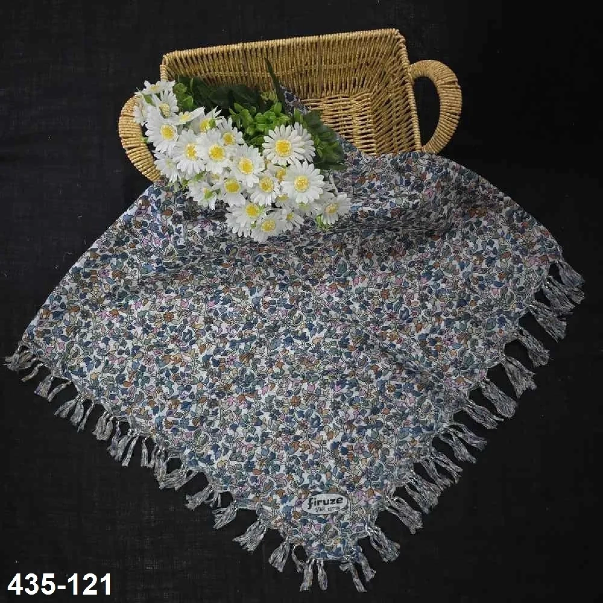 Firuze Desenli Sökme Boncuklu Eşarp 435-121
