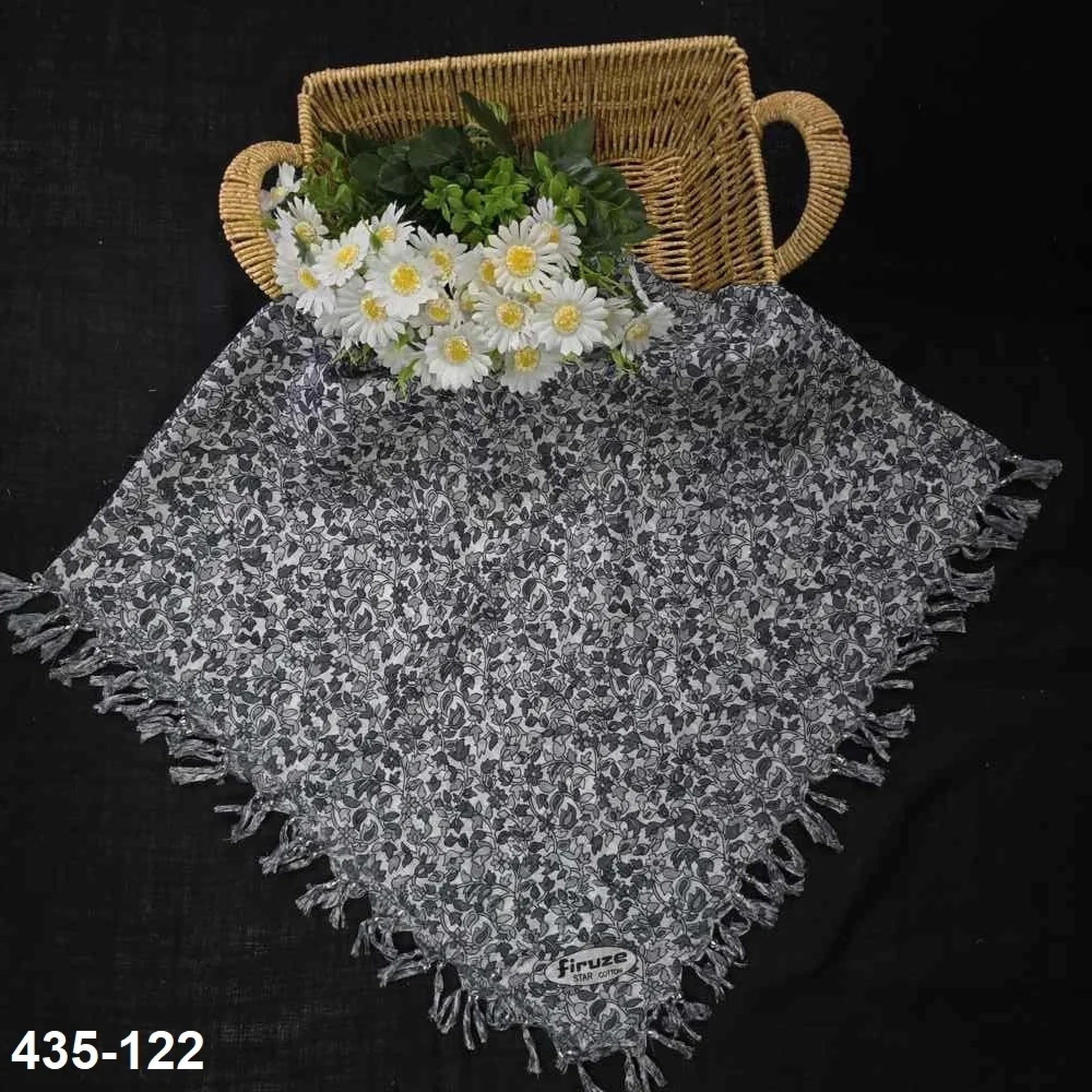 Firuze Desenli Sökme Boncuklu Eşarp 435-122