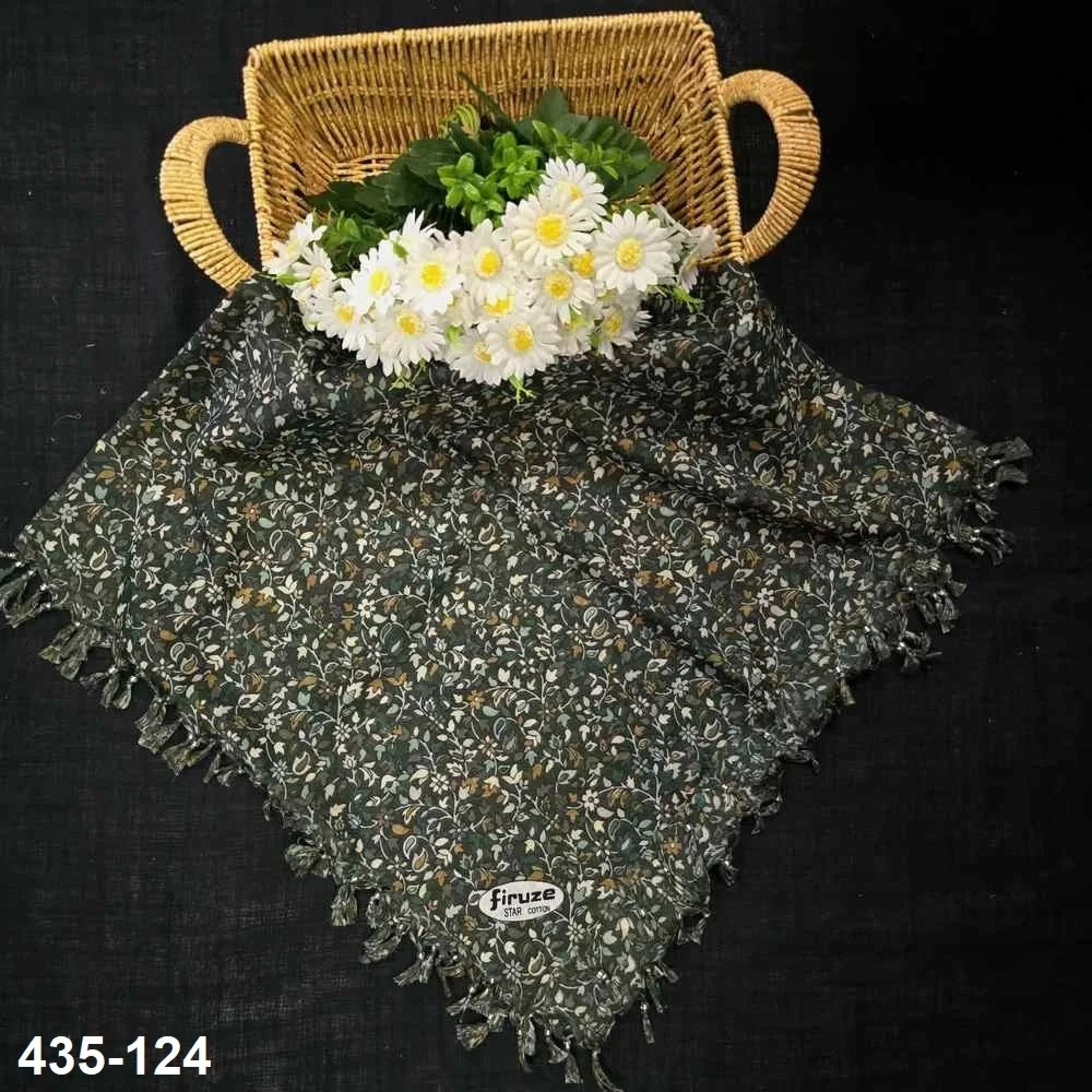 Firuze Desenli Sökme Boncuklu Eşarp 435-124