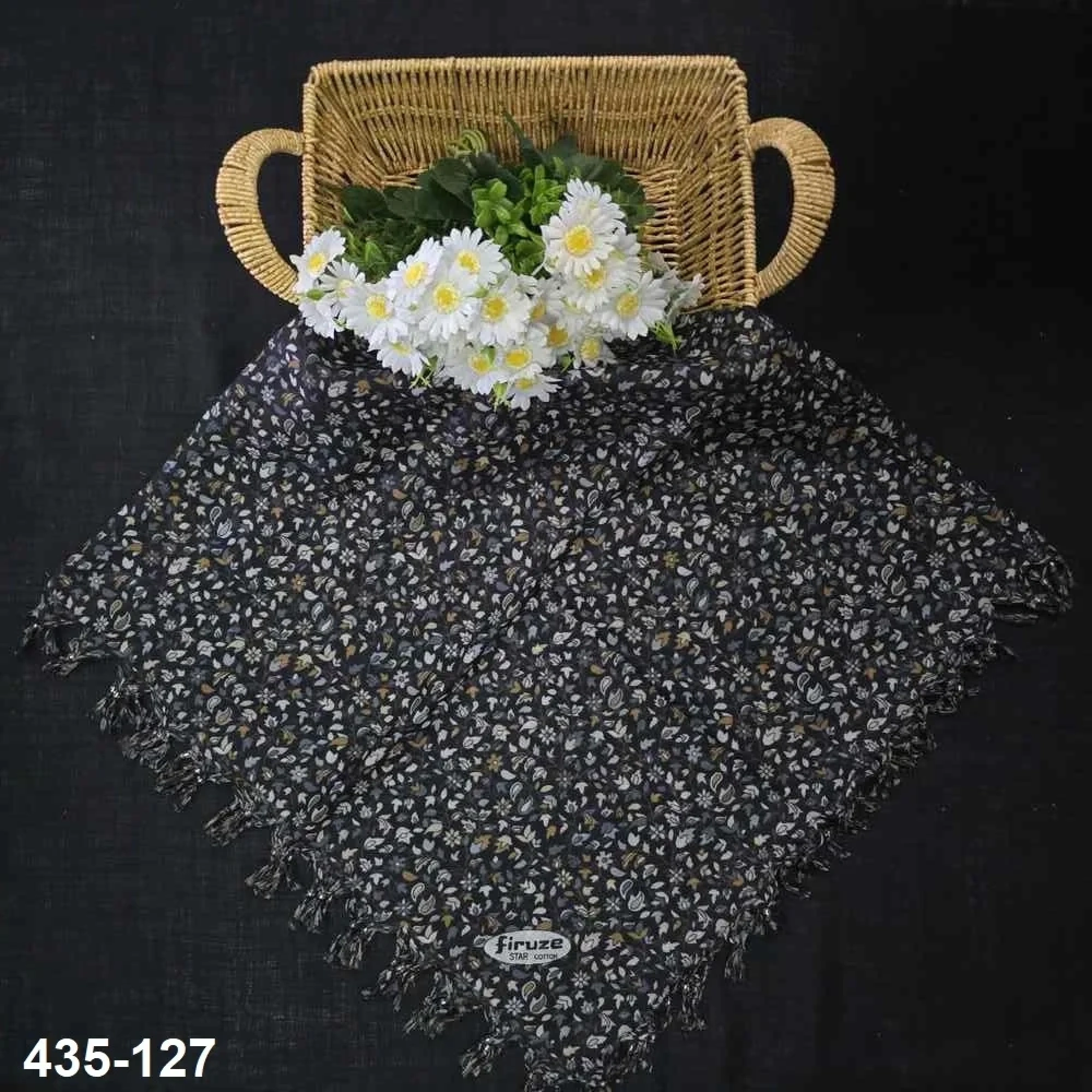 Firuze Desenli Sökme Boncuklu Eşarp 435-127