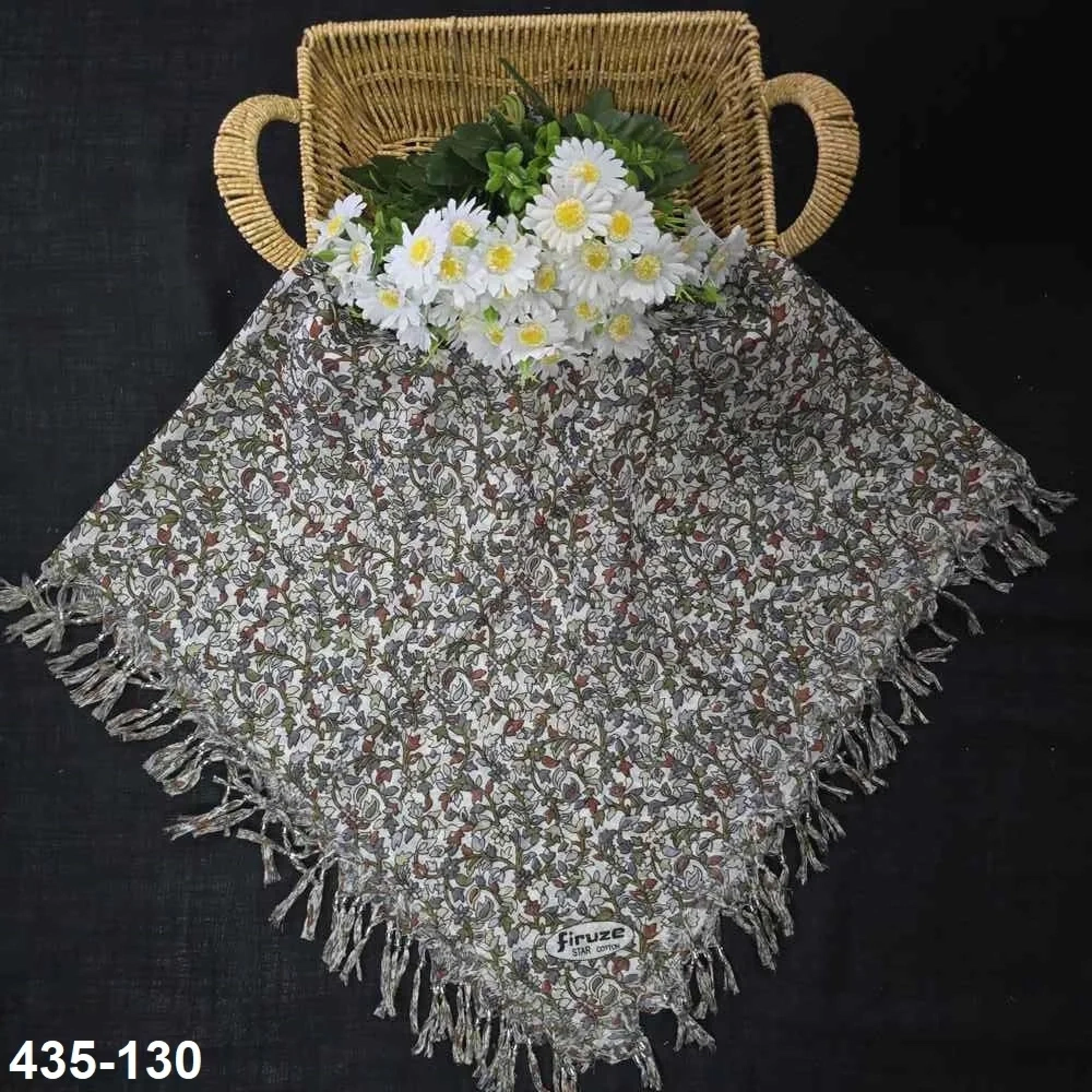 Firuze Desenli Sökme Boncuklu Eşarp 435-130