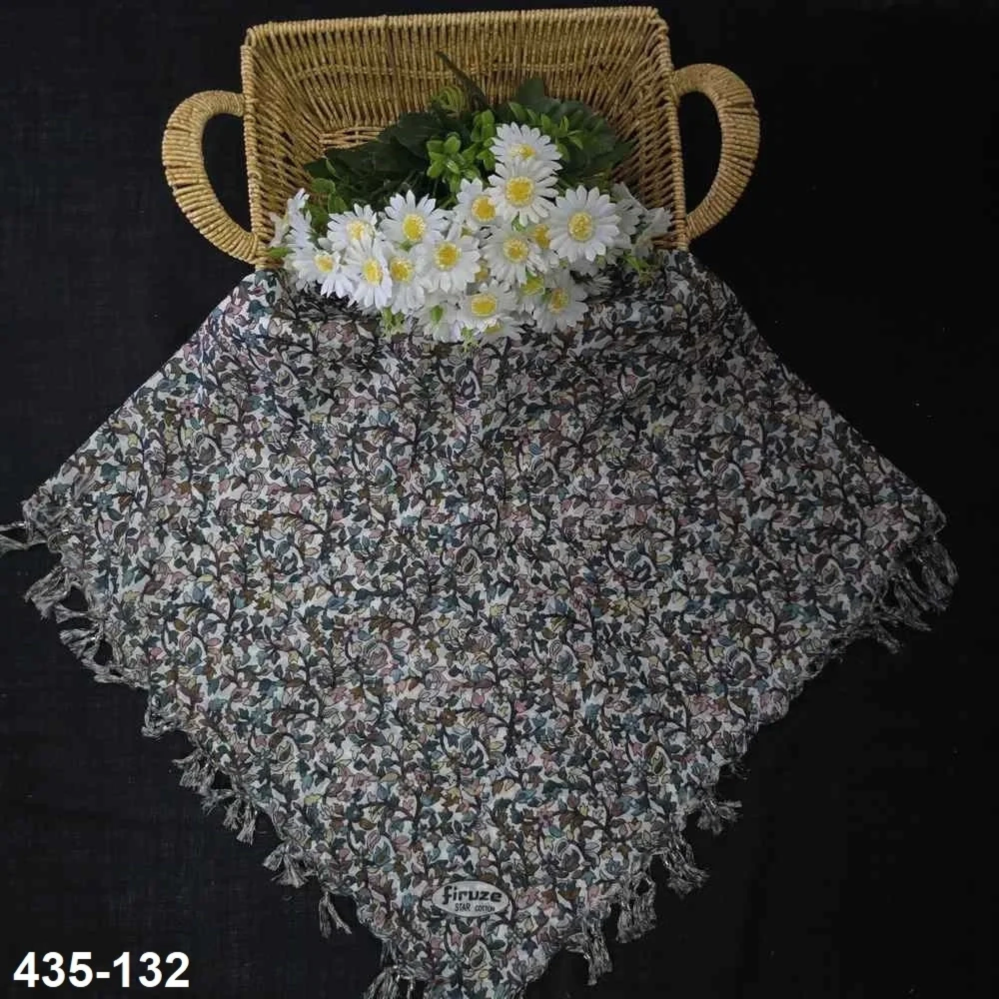 Firuze Desenli Sökme Boncuklu Eşarp 435-132