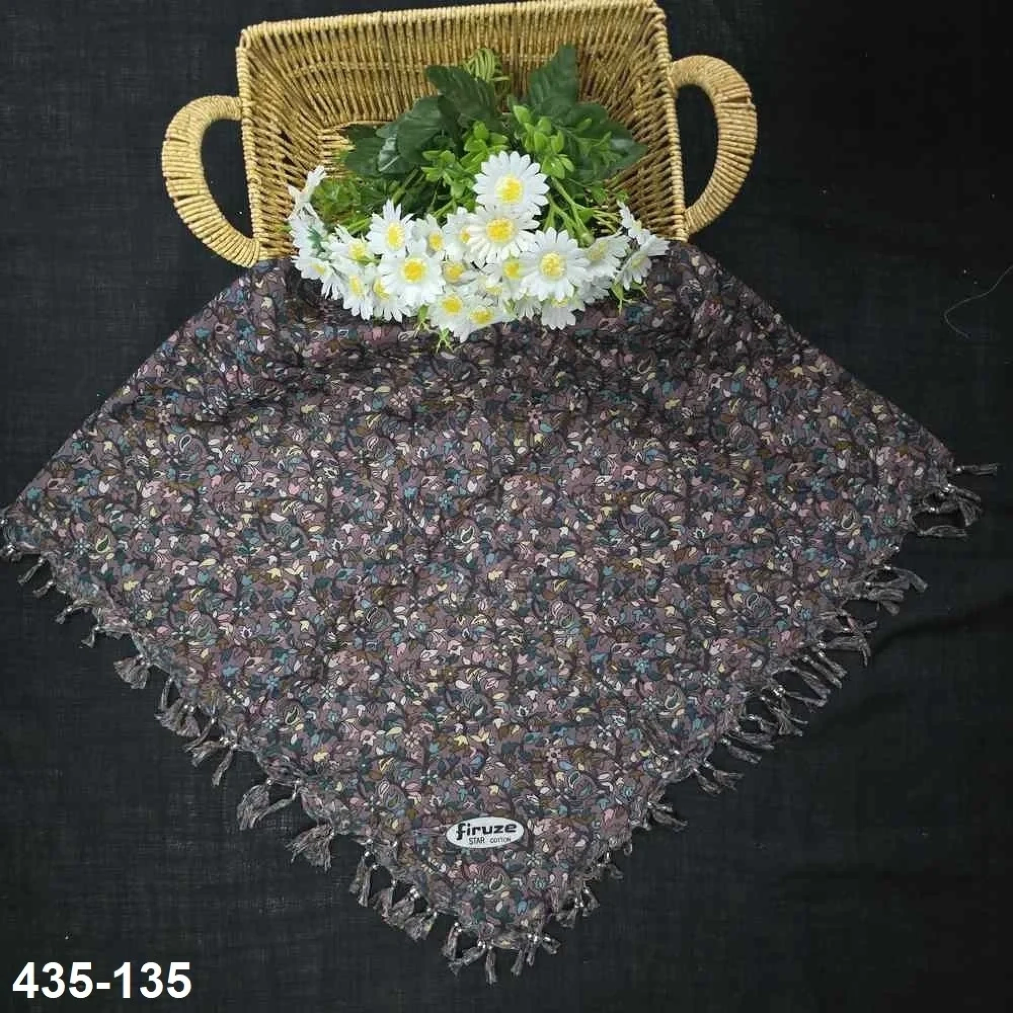 Firuze Desenli Sökme Boncuklu Eşarp 435-135