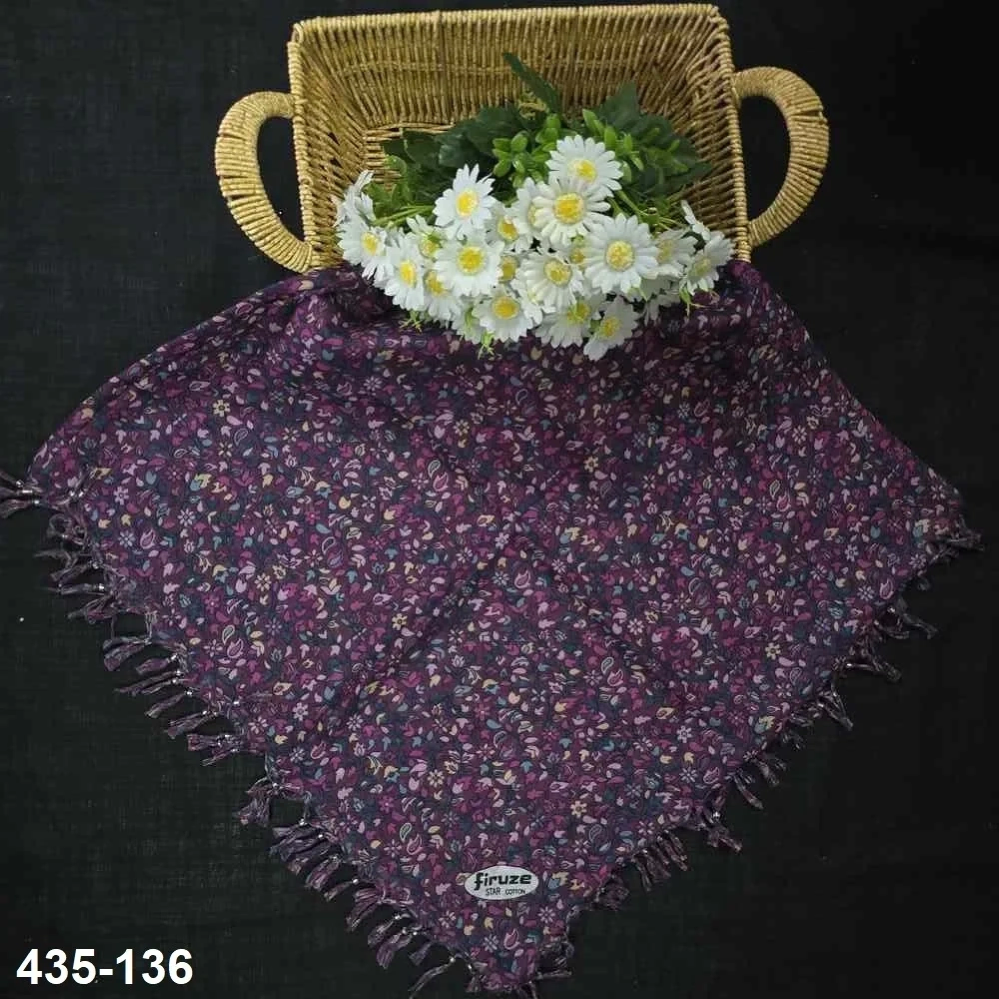 Firuze Desenli Sökme Boncuklu Eşarp 435-136