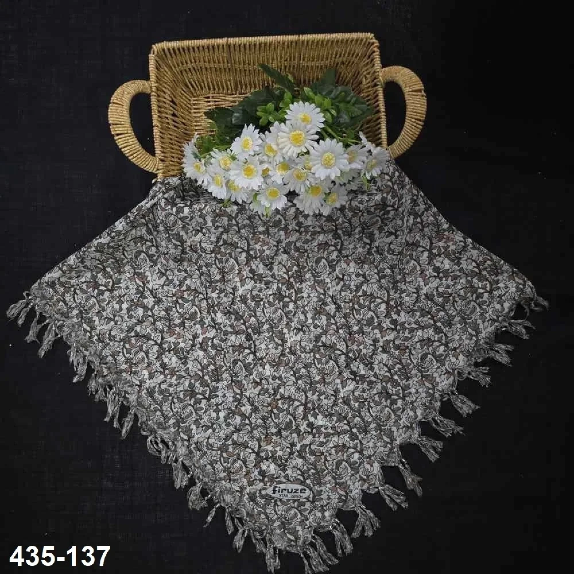 Firuze Desenli Sökme Boncuklu Eşarp 435-137