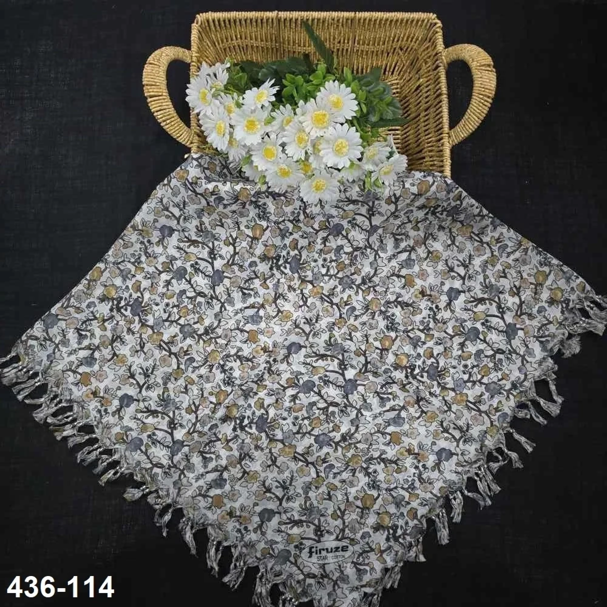 Firuze Desenli Sökme Boncuklu Eşarp 436-114