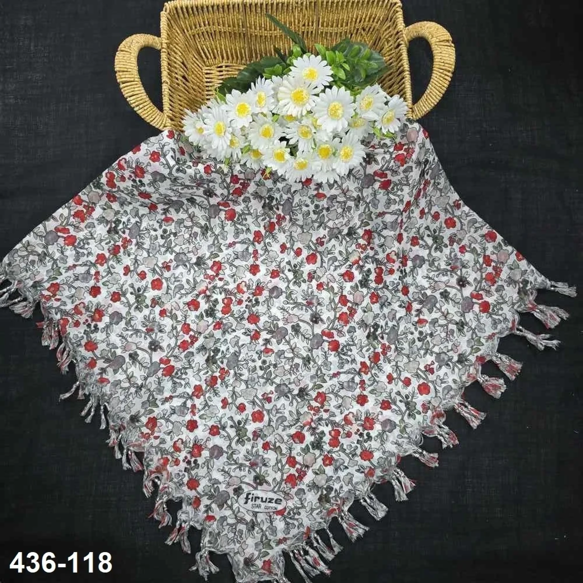 Firuze Desenli Sökme Boncuklu Eşarp 436-118