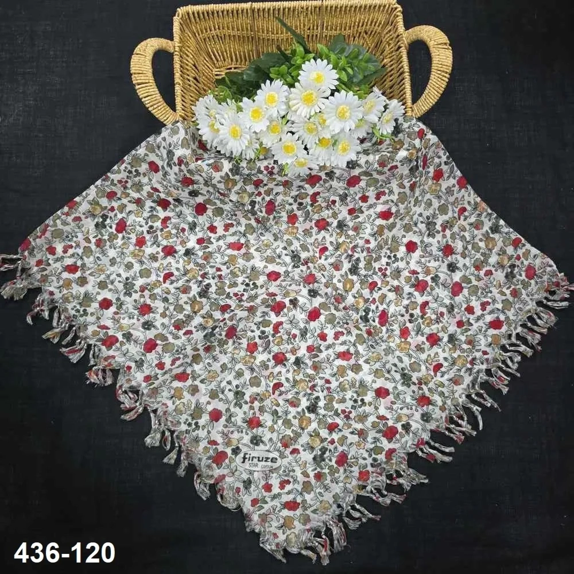 Firuze Desenli Sökme Boncuklu Eşarp 436-120
