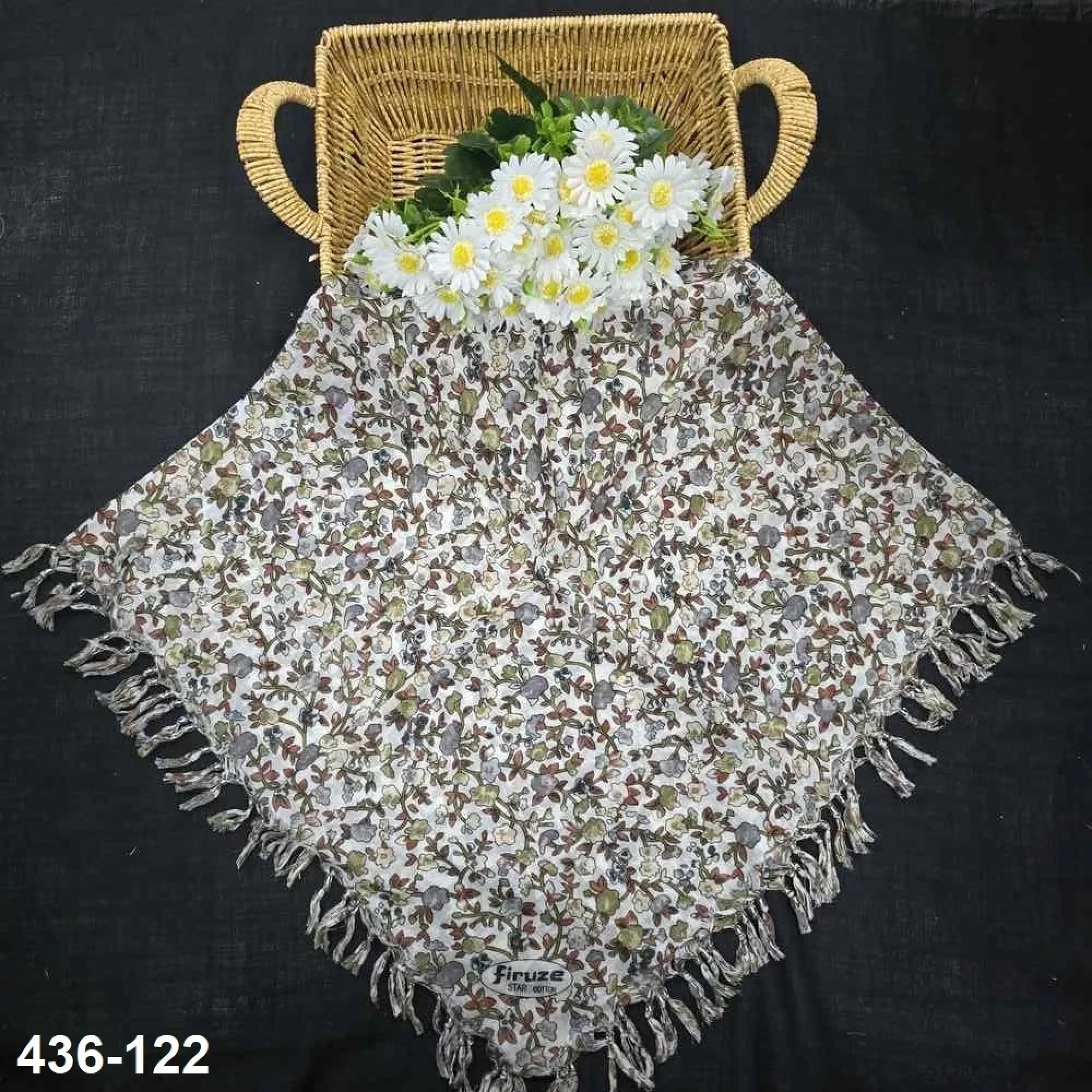 Firuze Desenli Sökme Boncuklu Eşarp 436-122