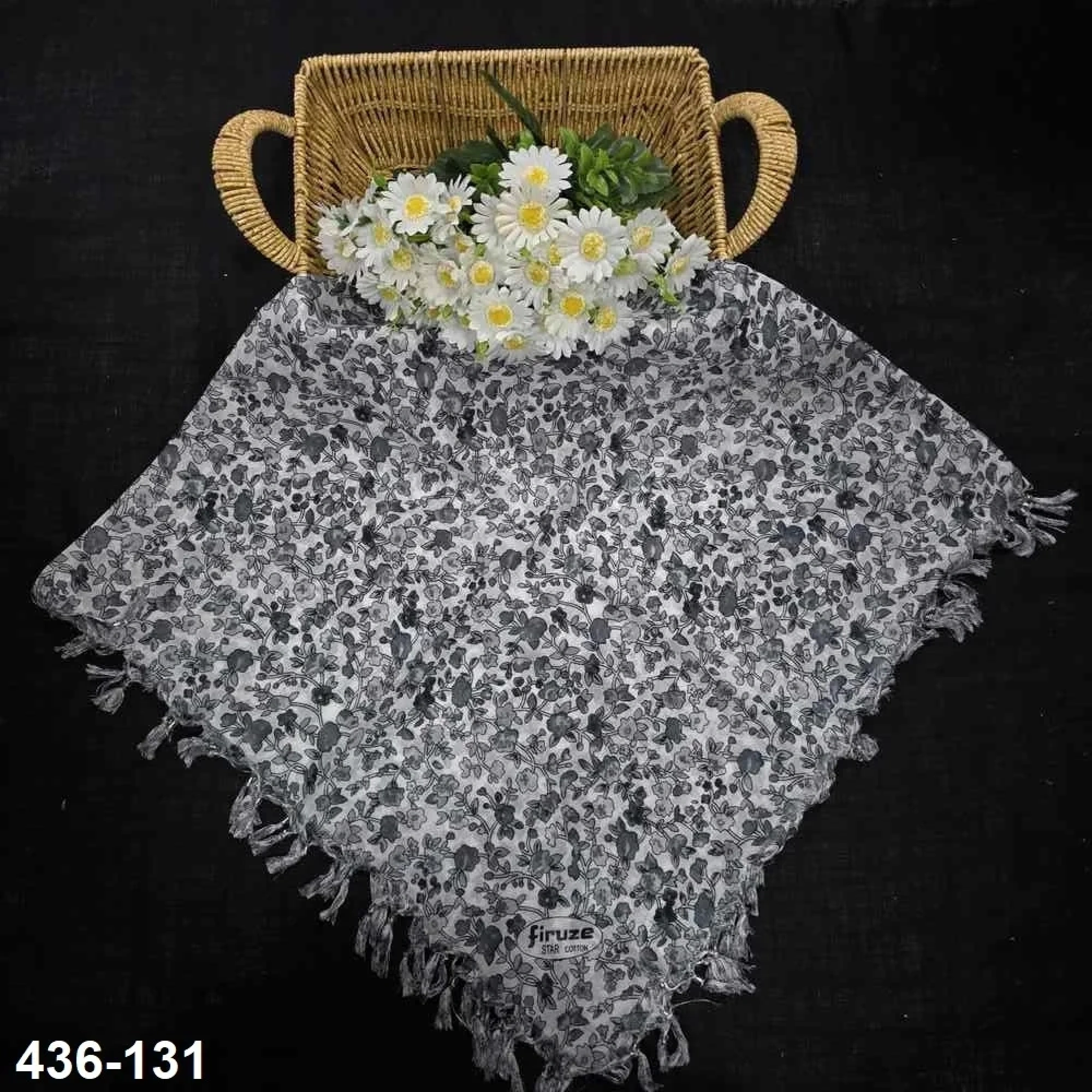 Firuze Desenli Sökme Boncuklu Eşarp 436-131