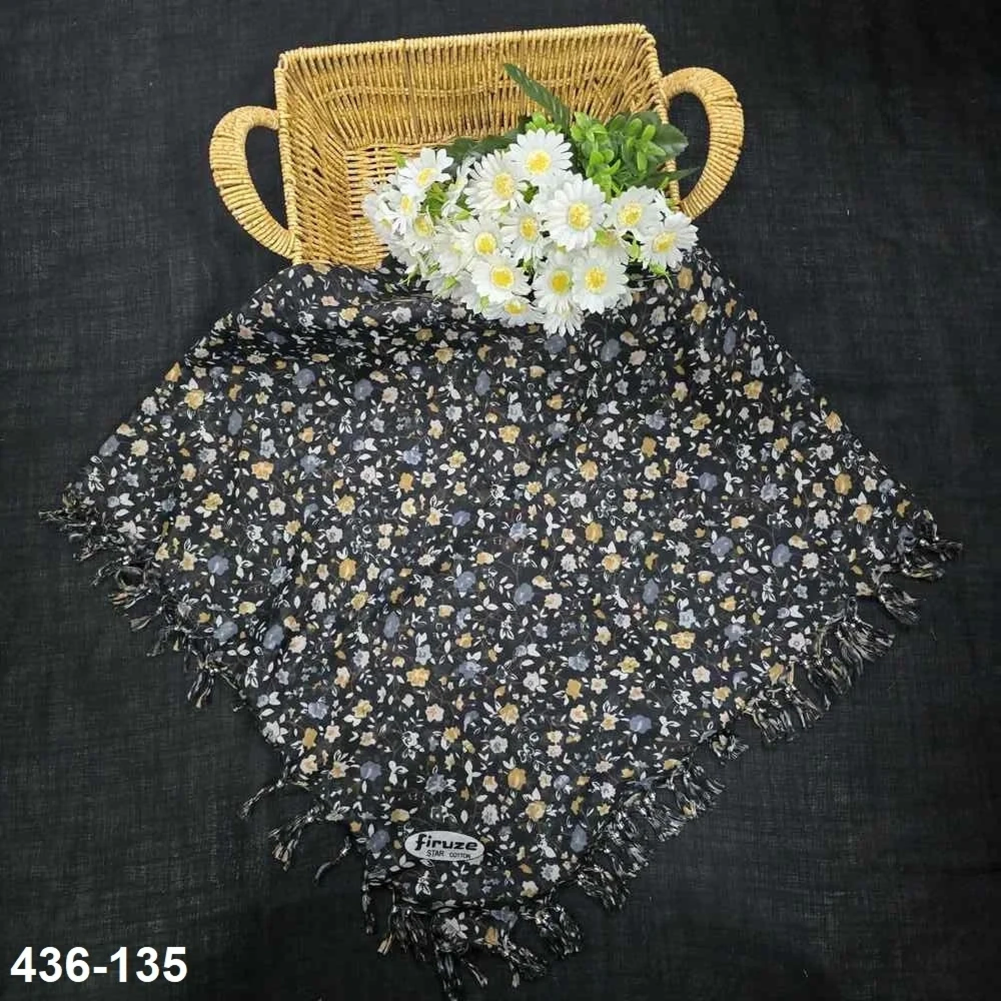Firuze Desenli Sökme Boncuklu Eşarp 436-135