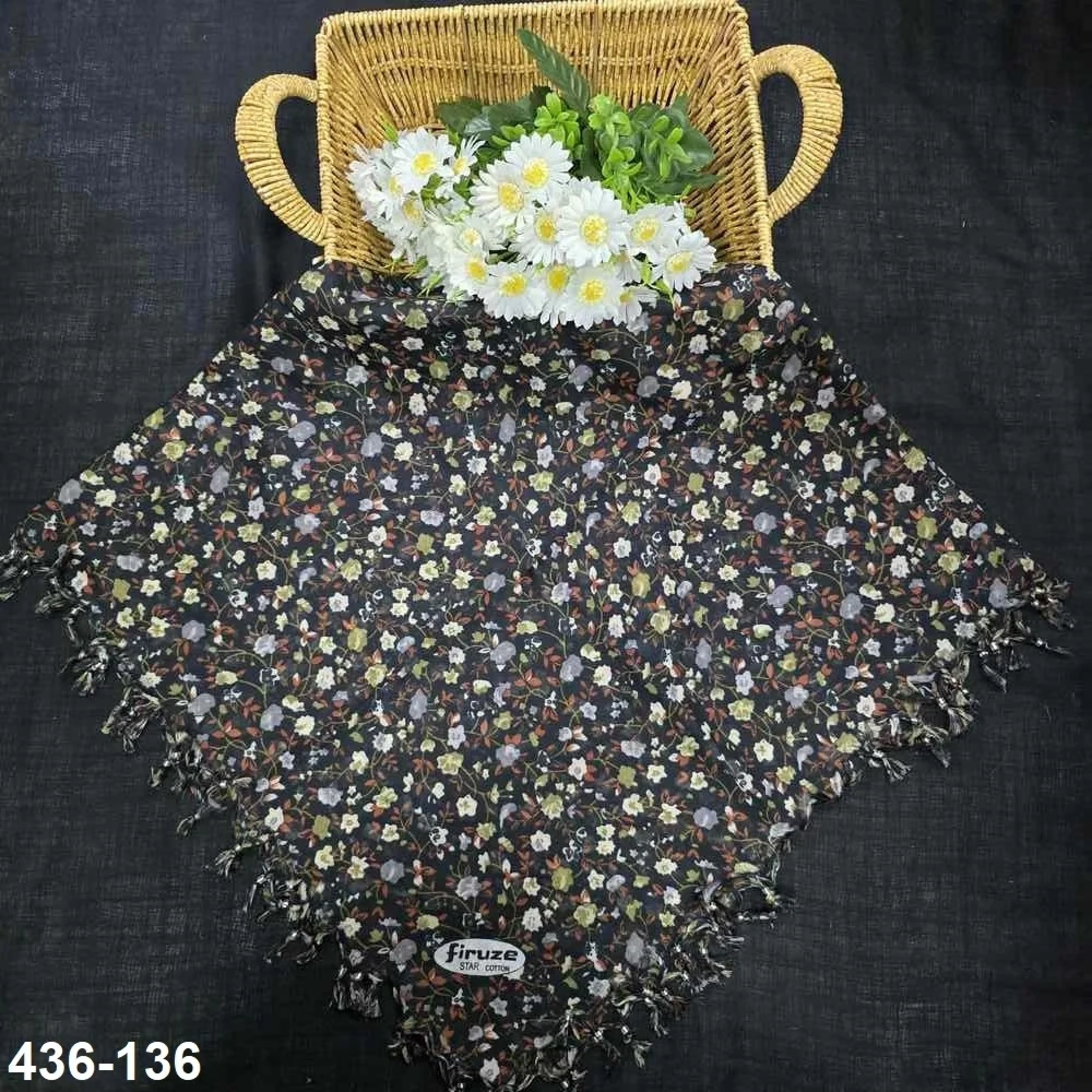 Firuze Desenli Sökme Boncuklu Eşarp 436-136