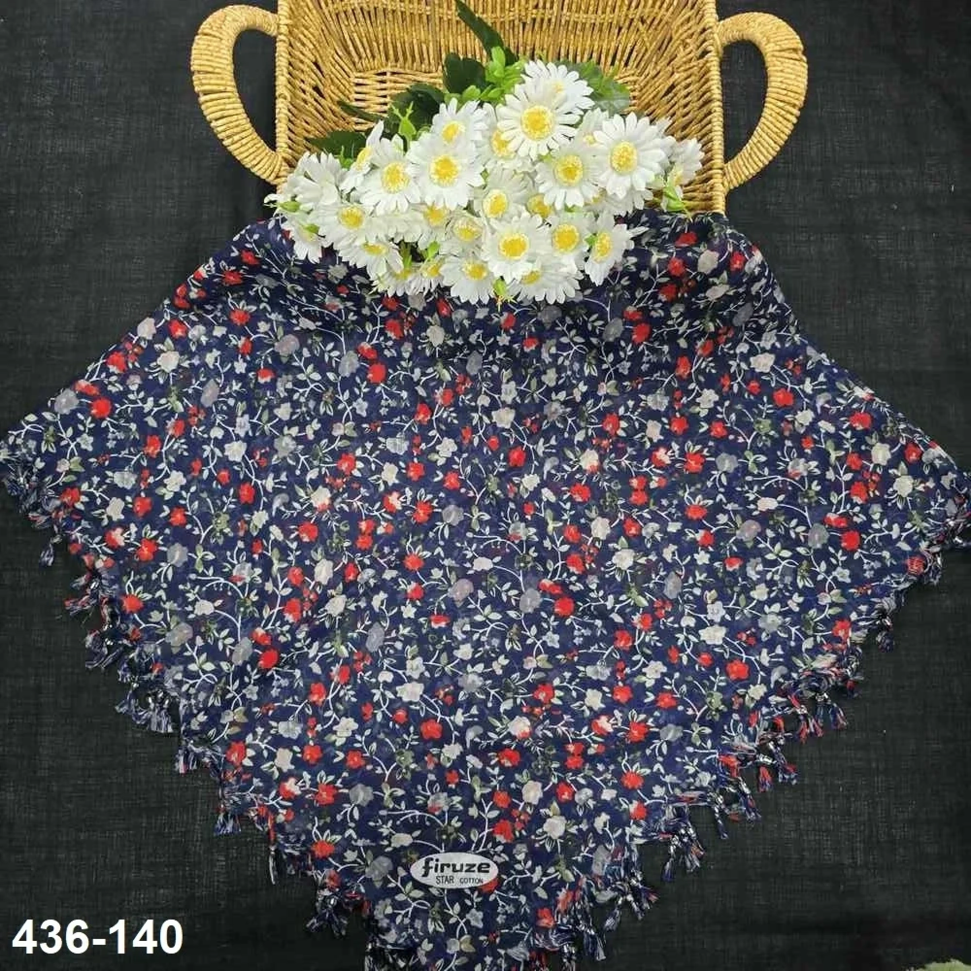 Firuze Desenli Sökme Boncuklu Eşarp 436-140