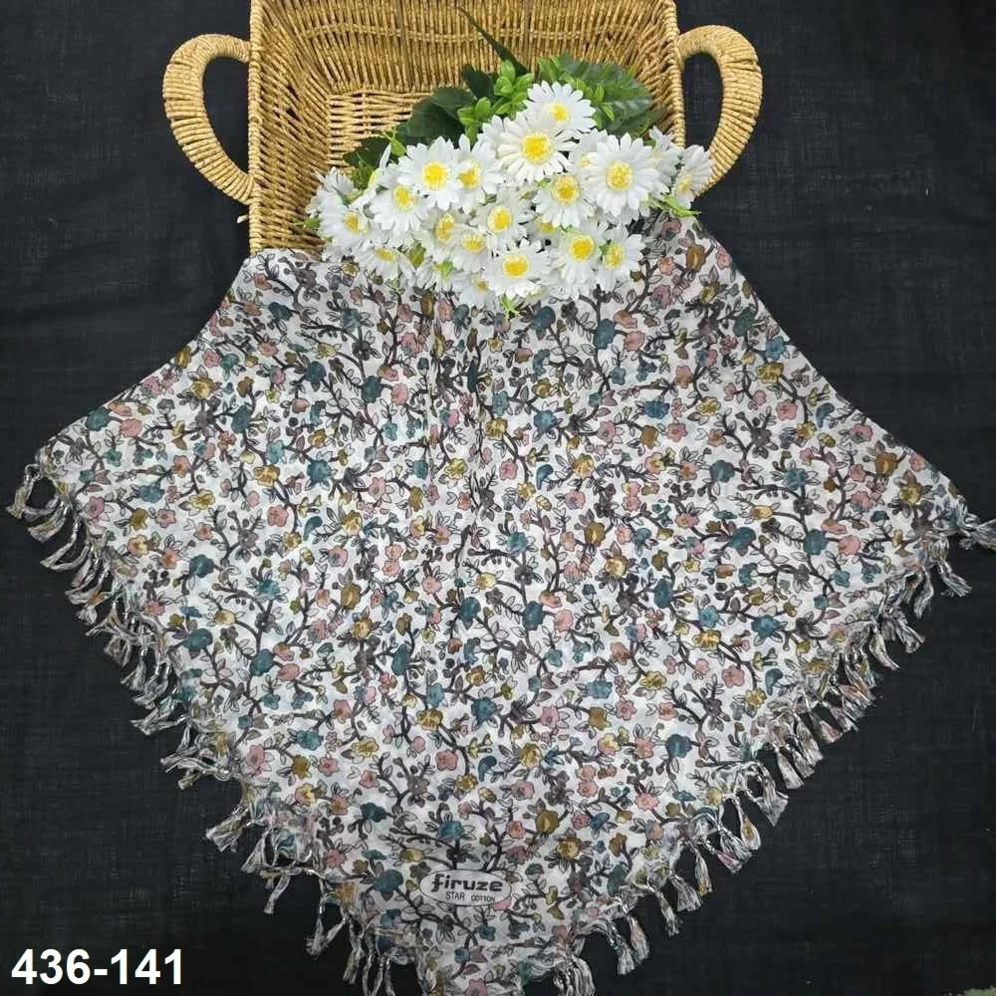Firuze Desenli Sökme Boncuklu Eşarp 436-141