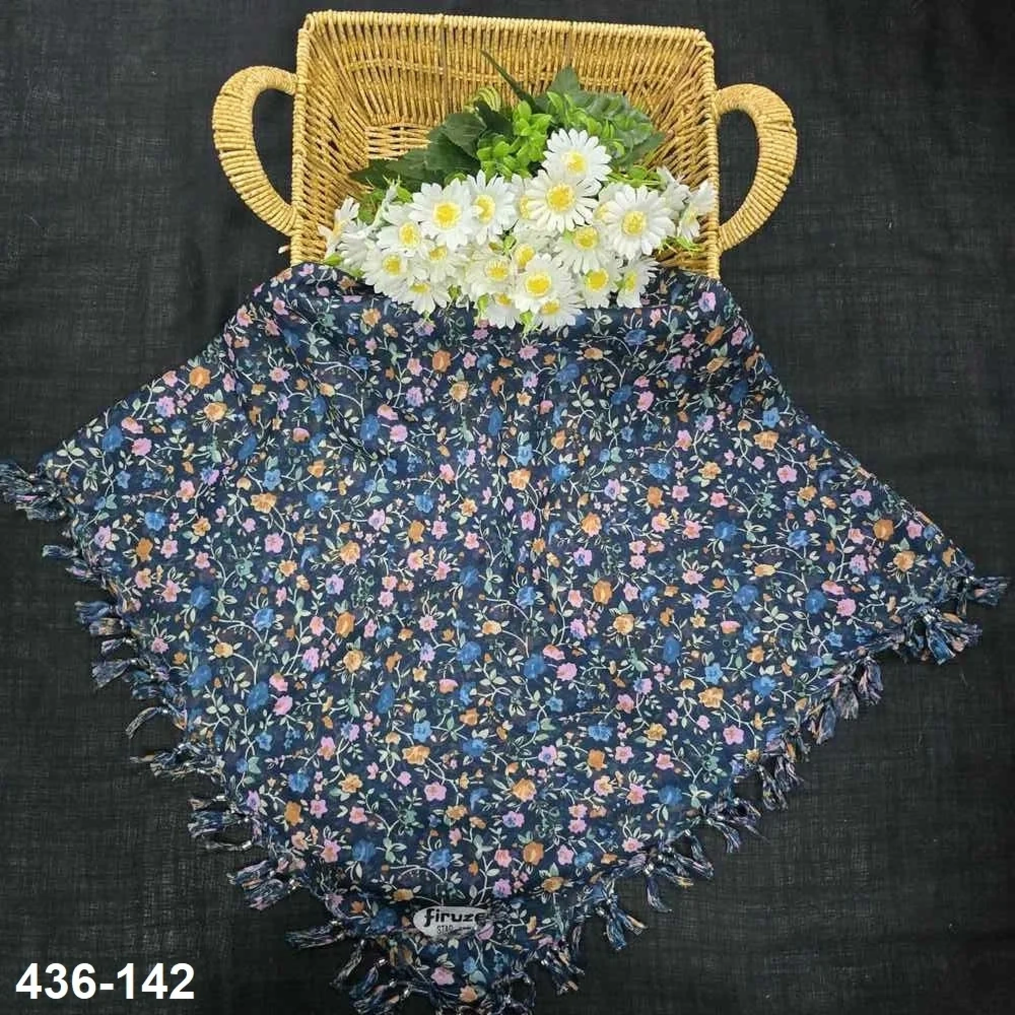 Firuze Desenli Sökme Boncuklu Eşarp 436-142