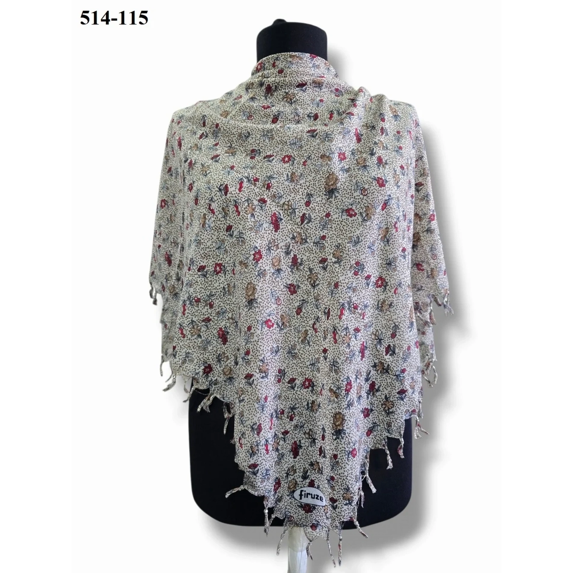 Firuze Desenli Sökme Boncuklu Eşarp 514-115