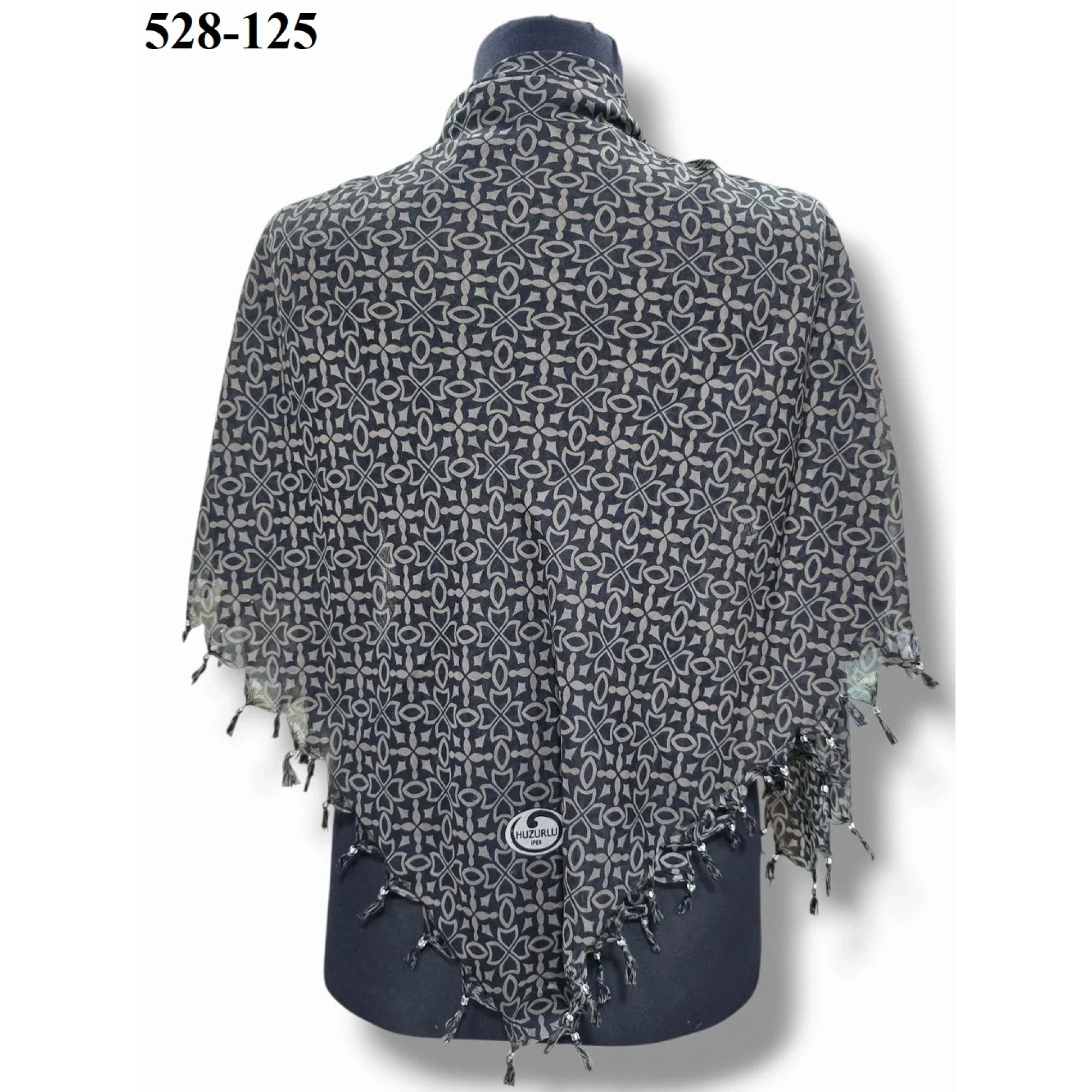 Huzurlu İpek Desenli Sökme Boncuklu Eşarp 528-125