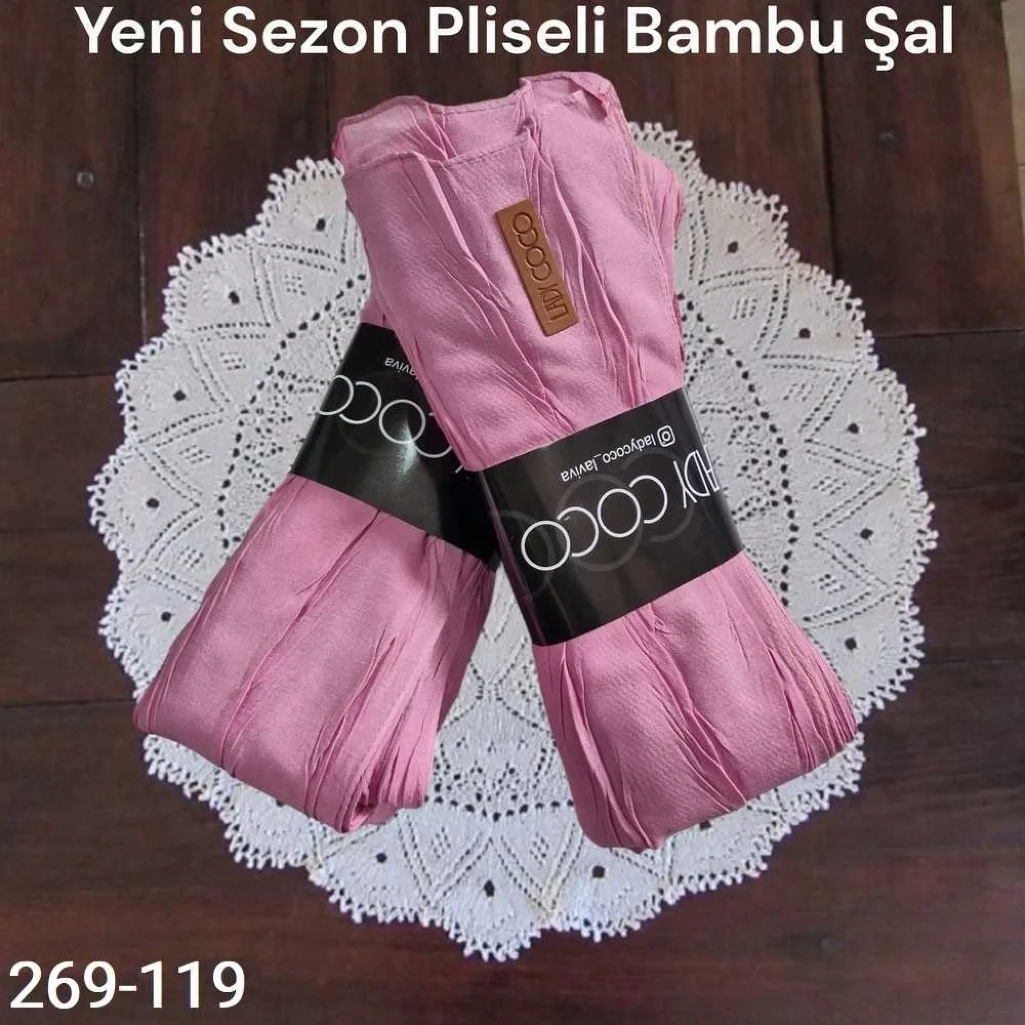 Lady Coco Pliseli Bambu Şal 269-119 (gül pembe)