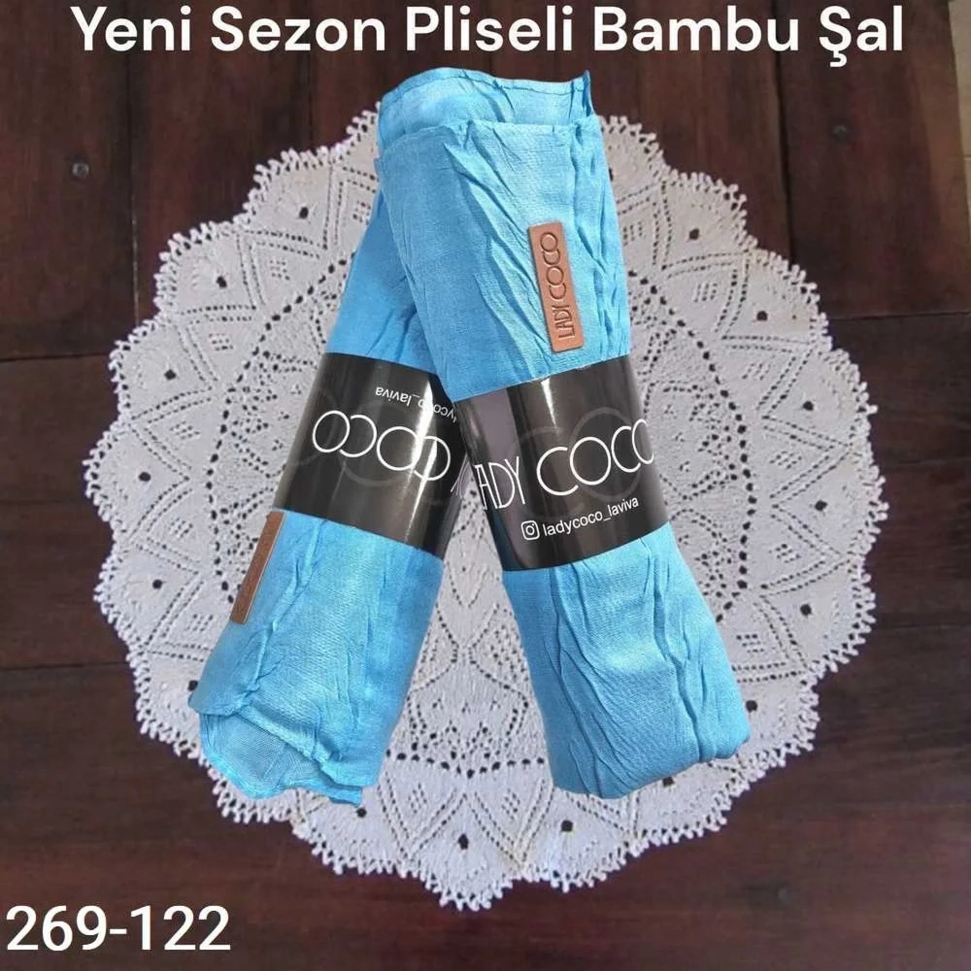 Lady Coco Pliseli Bambu Şal 269-122 (mavi)