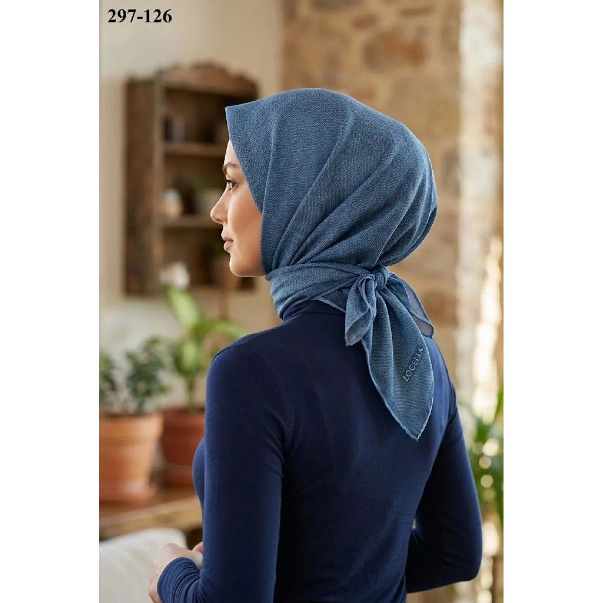 Locella Soft Pamuk Eşarp (Petrol) 297-126