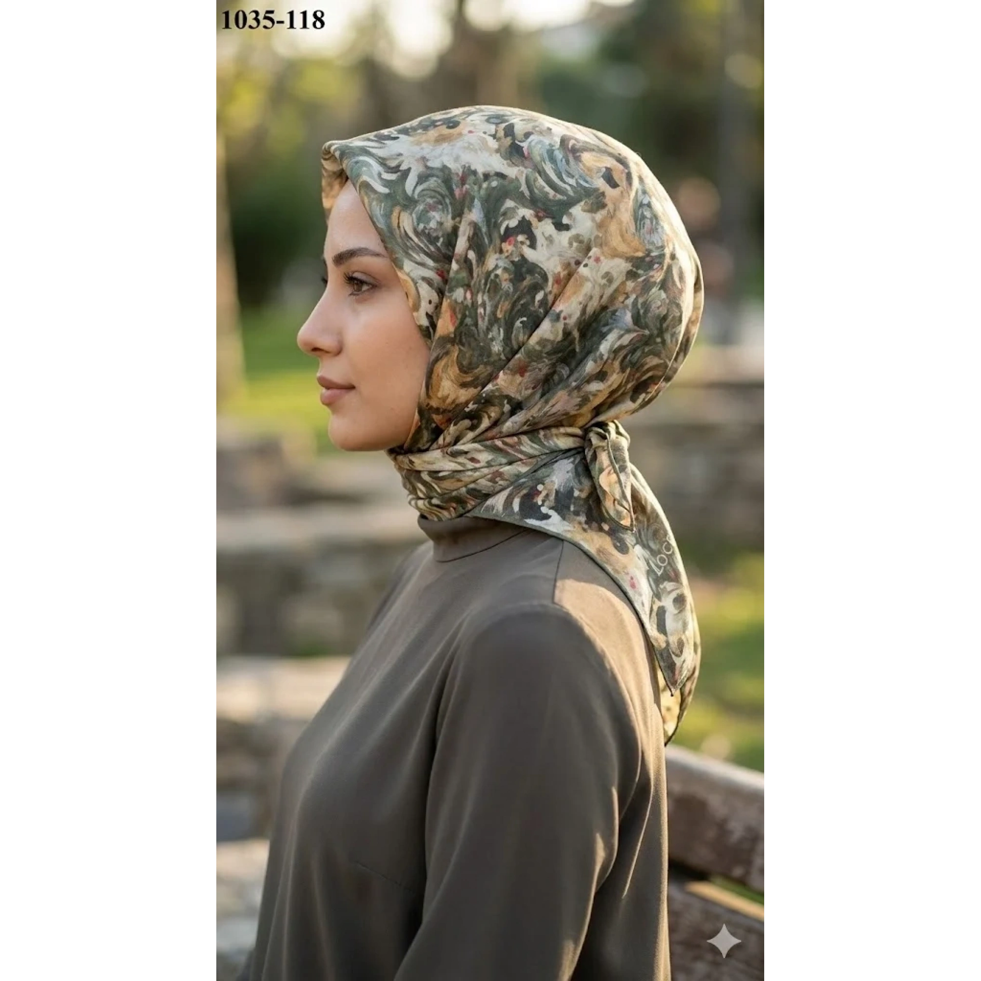 Locella Soft Pamuk Eşarp (haki-sarı) 1035-118