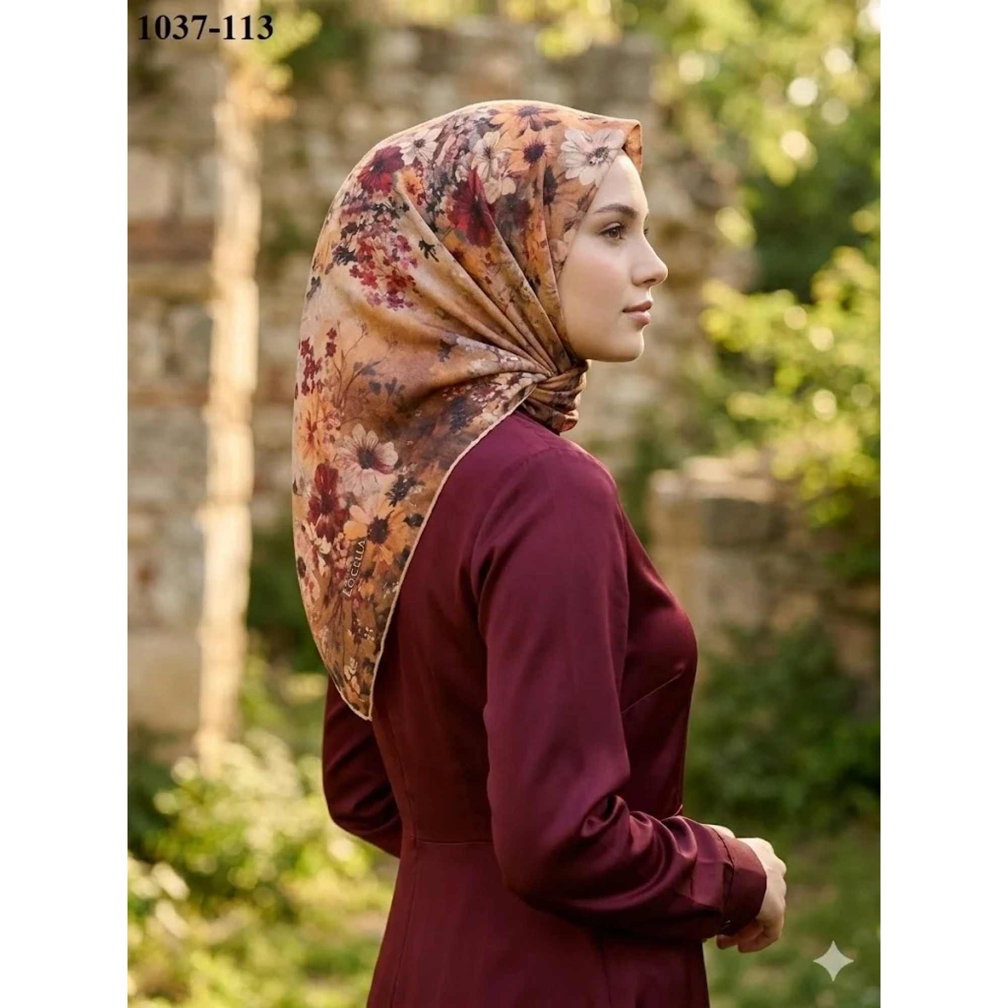 Locella Soft Pamuk Eşarp (Hardal-Kırmızı) 1037-113