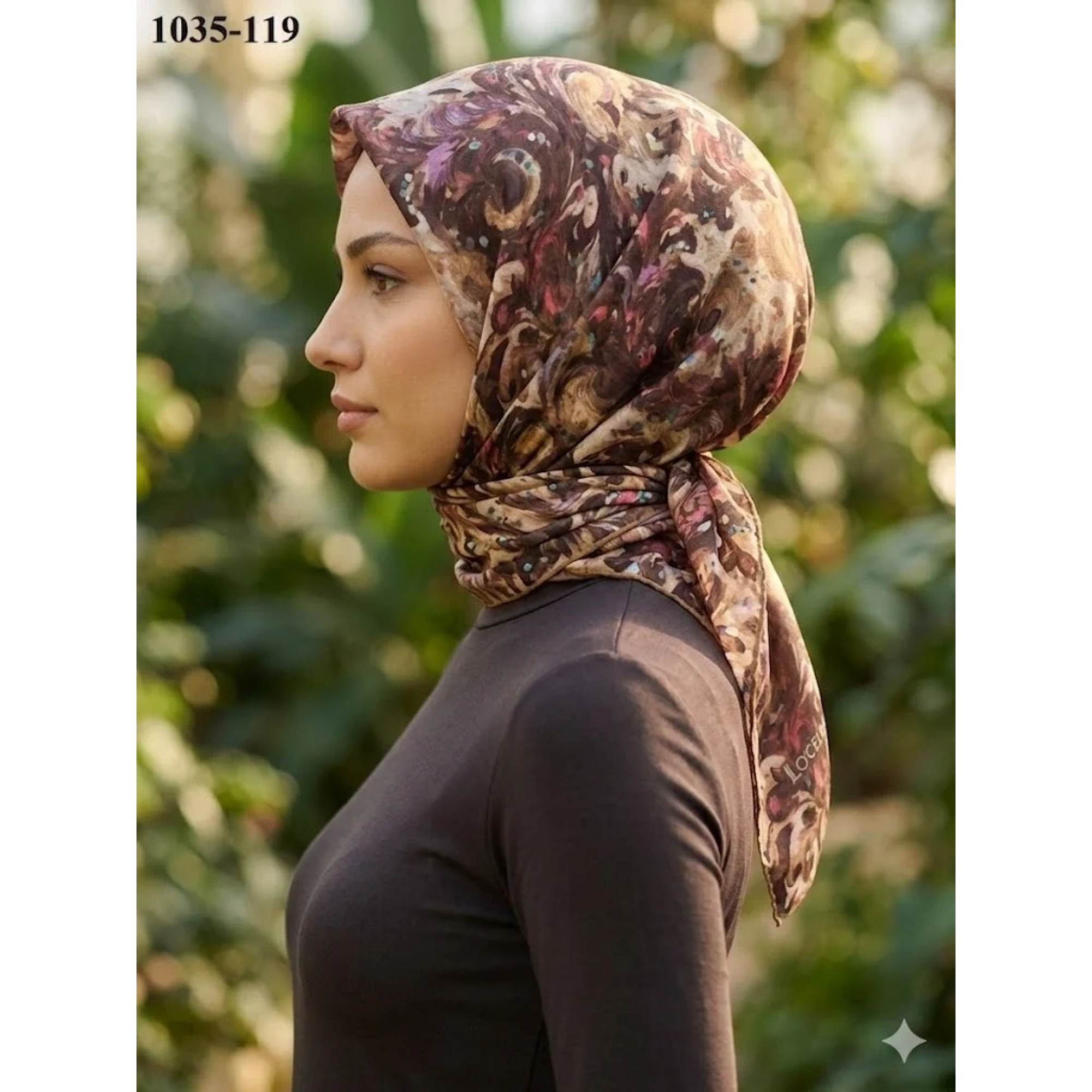 Locella Soft Pamuk Eşarp (kahve-sarı) 1035-119